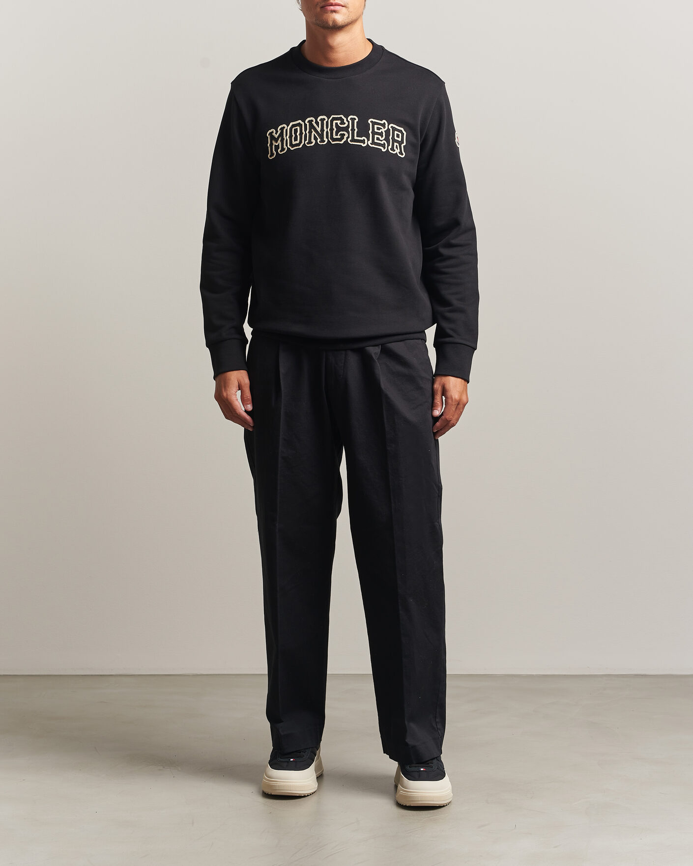 Men | Sweaters & Knitwear | Moncler | College Logo Sweatshirt Black