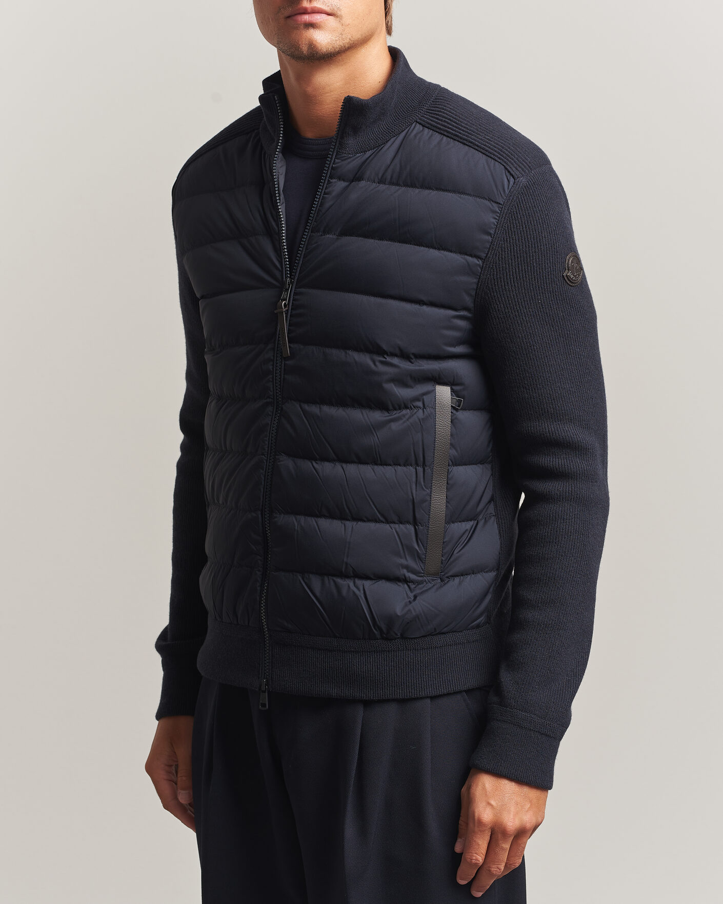 Men | Coats & Jackets | Moncler | Wool/Cashmere Hybrid Jacket Navy