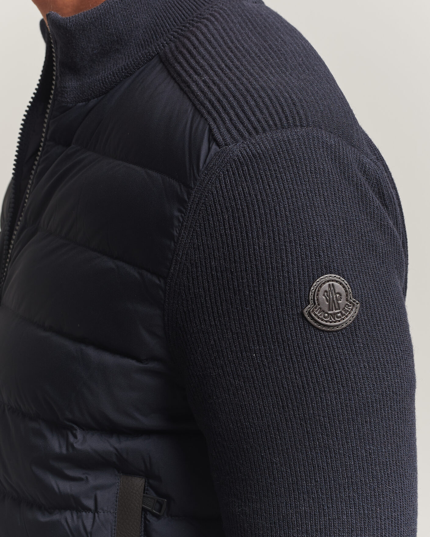 Men | Coats & Jackets | Moncler | Wool/Cashmere Hybrid Jacket Navy