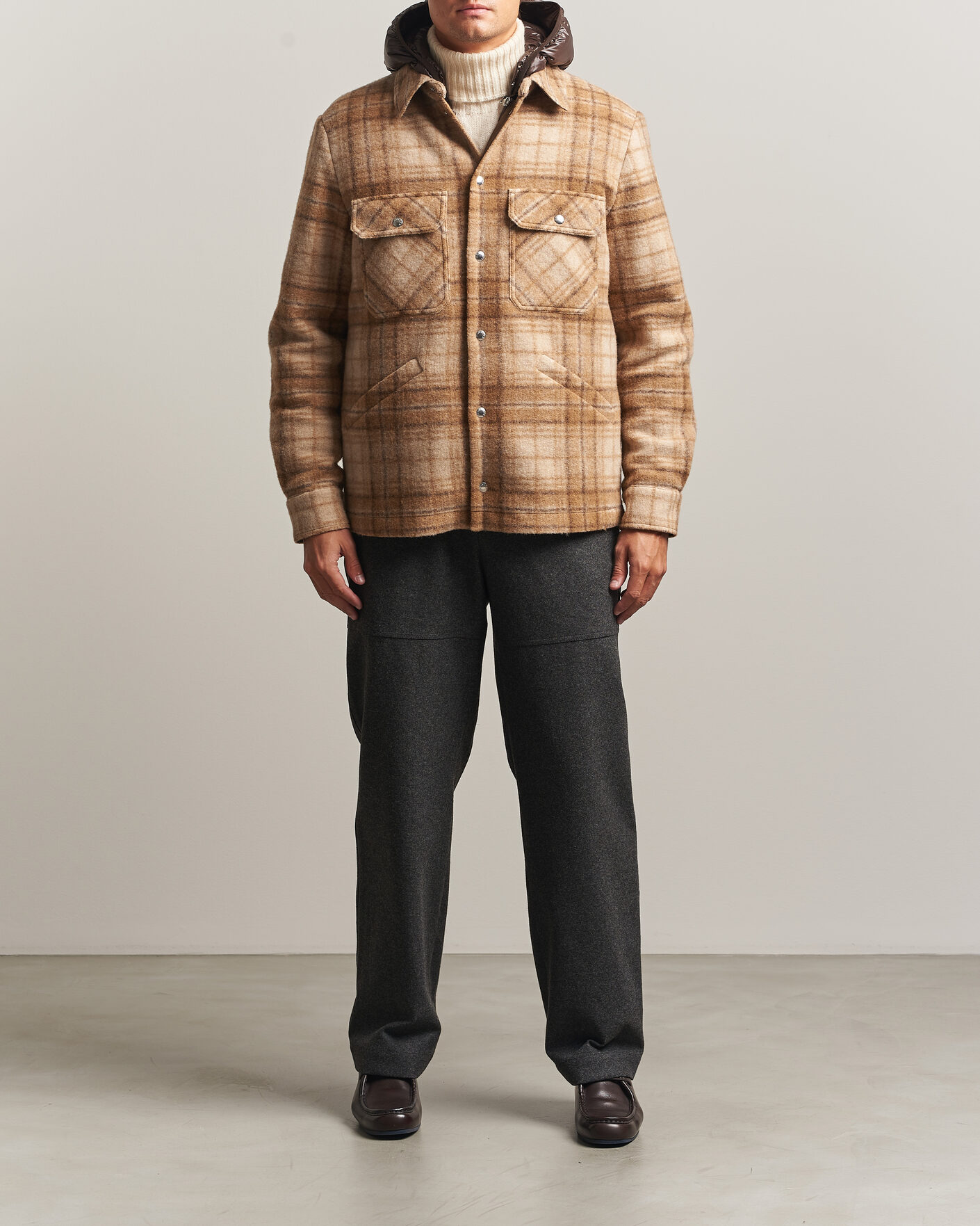 Men | Trousers | Moncler | Flannel Trousers Charcoal