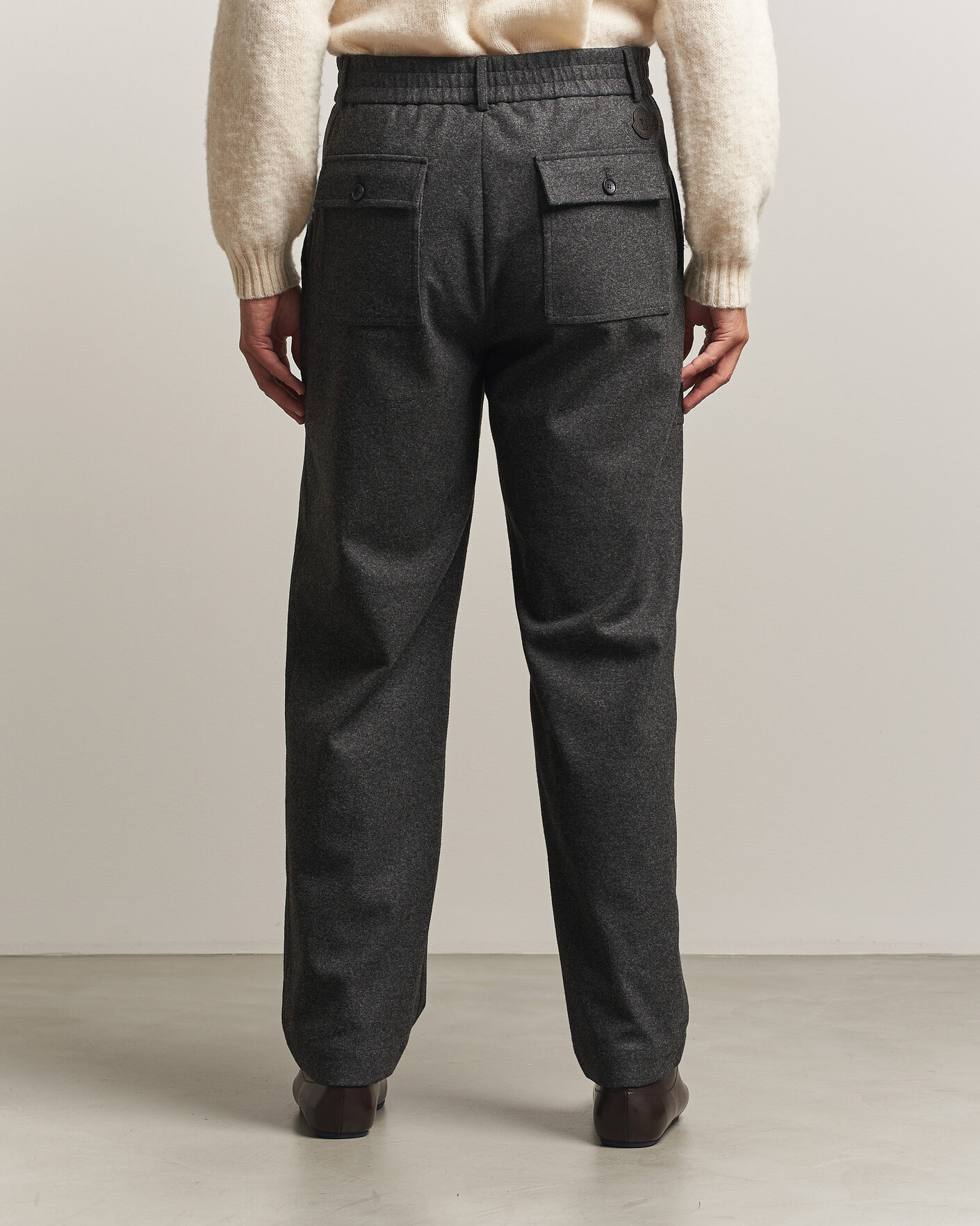Men | Trousers | Moncler | Flannel Trousers Charcoal