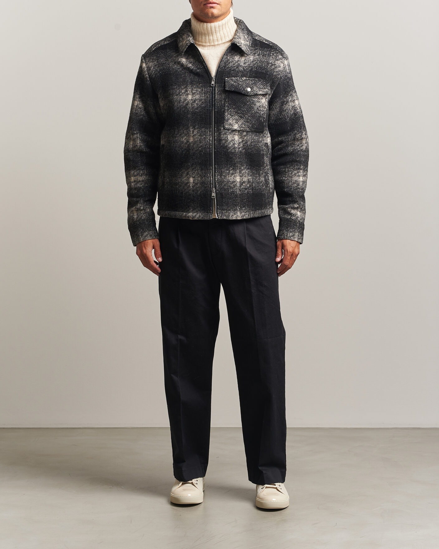 Men | Shirts | Moncler | Flannel Overshirt Grey Check