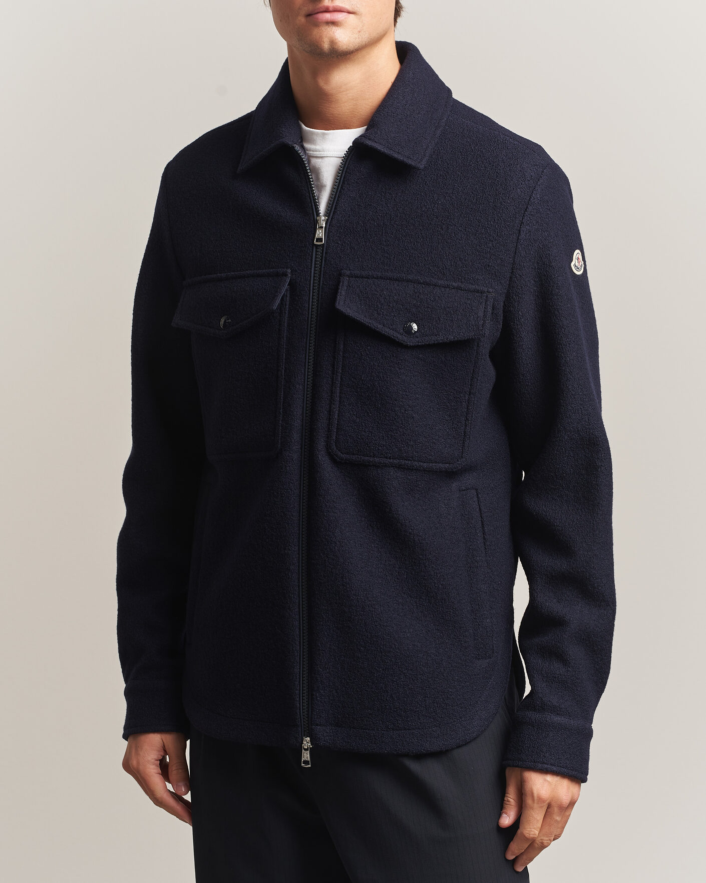 Men | Shirts | Moncler | Zip Overshirt Navy