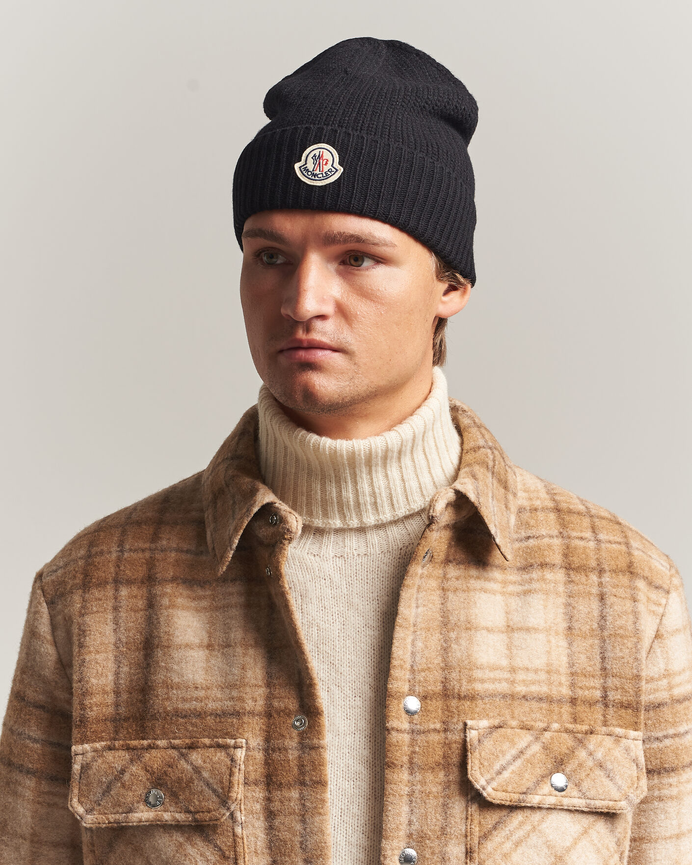 Men | Beanies | Moncler | Rib Wool Beanie Black