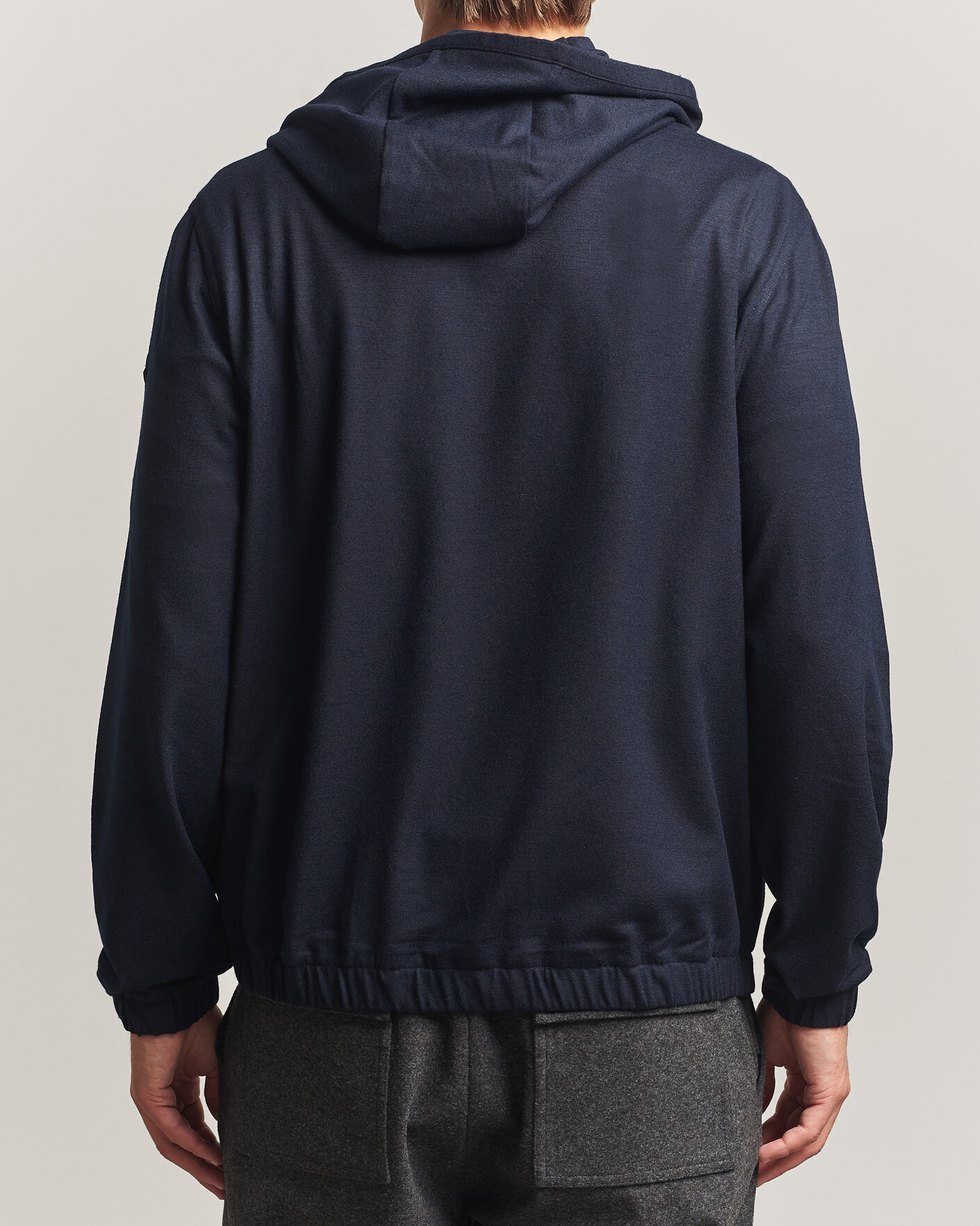 Men | Sweaters & Knitwear | Moncler | Full Zip Flannel Hoodie Navy