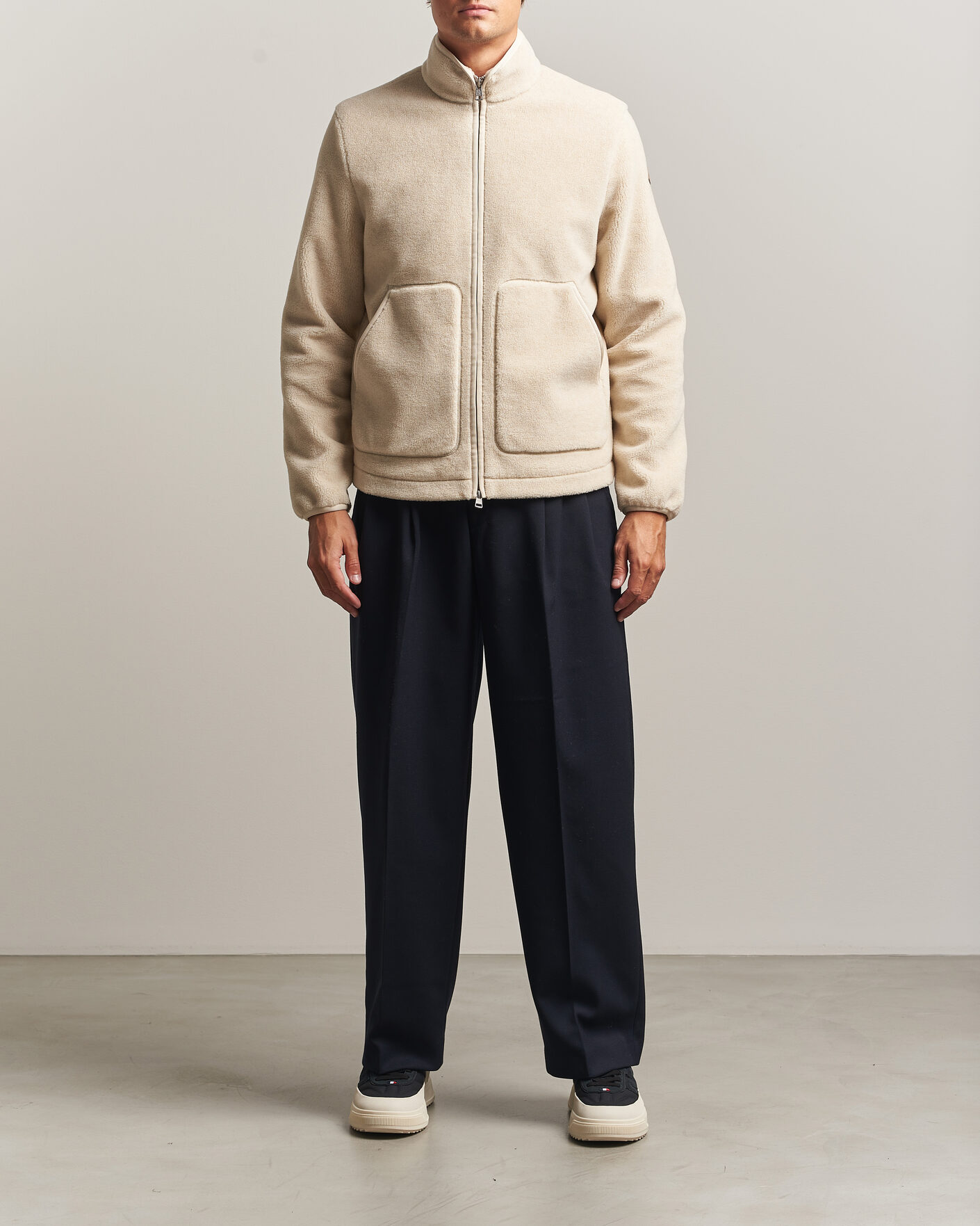 Men | Sweaters & Knitwear | Moncler | Full Zip Fleece  Cream