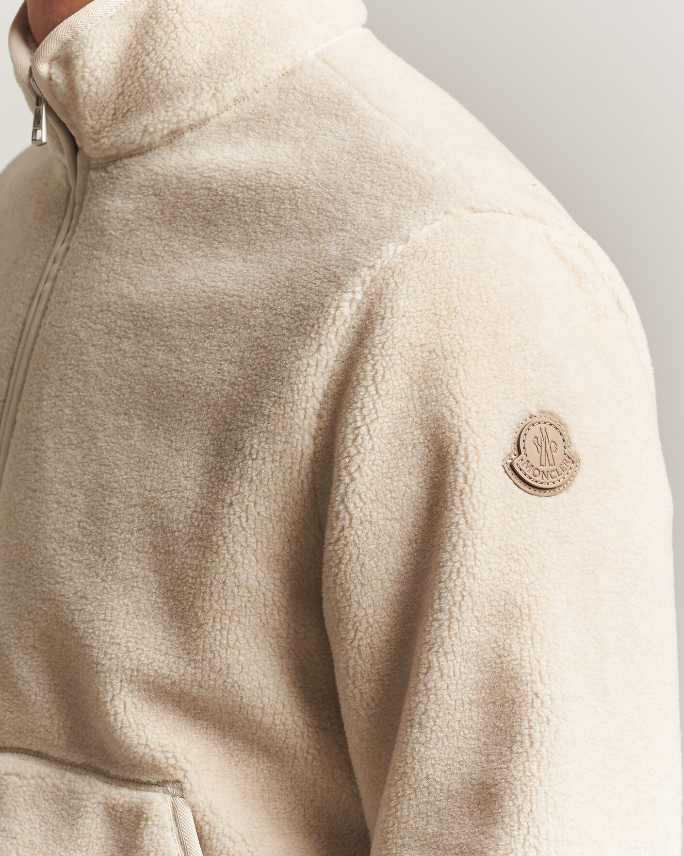 Men | Sweaters & Knitwear | Moncler | Full Zip Fleece  Cream