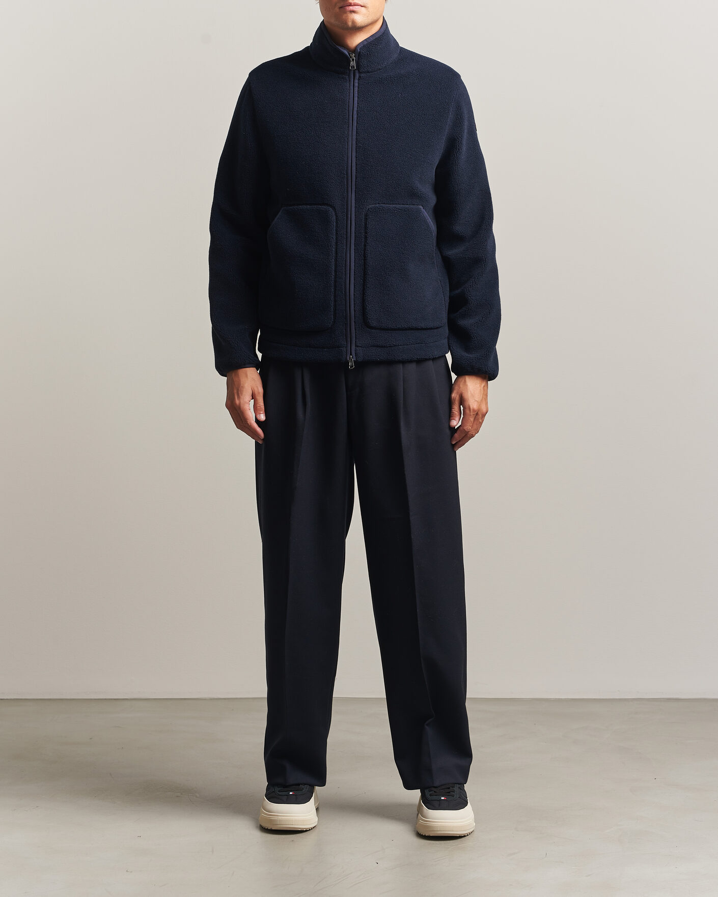 Men | Sweaters & Knitwear | Moncler | Full Zip Fleece  Navy