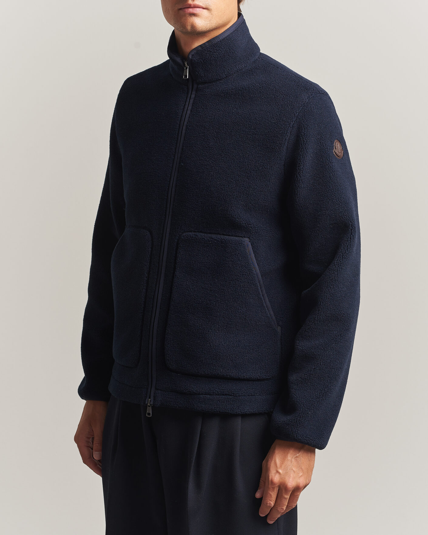 Men | Sweaters & Knitwear | Moncler | Full Zip Fleece  Navy
