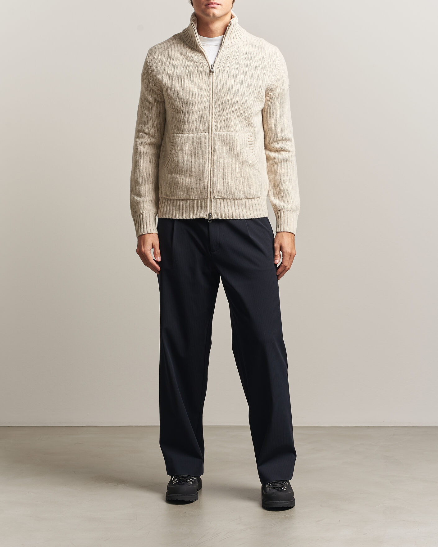 Men | Sweaters & Knitwear | Moncler | Full Zip Cardigan Light Beige