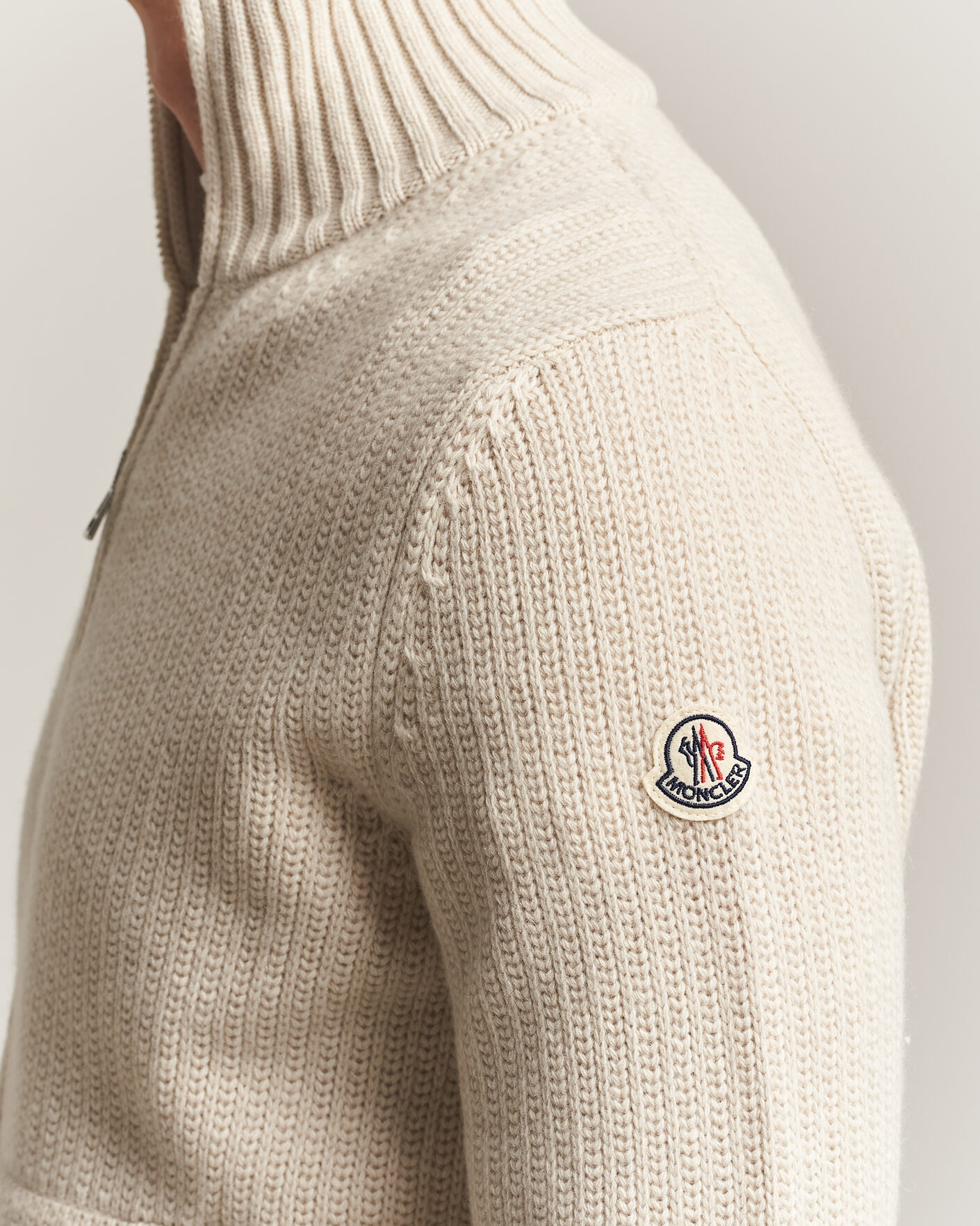 Men | Sweaters & Knitwear | Moncler | Full Zip Cardigan Light Beige