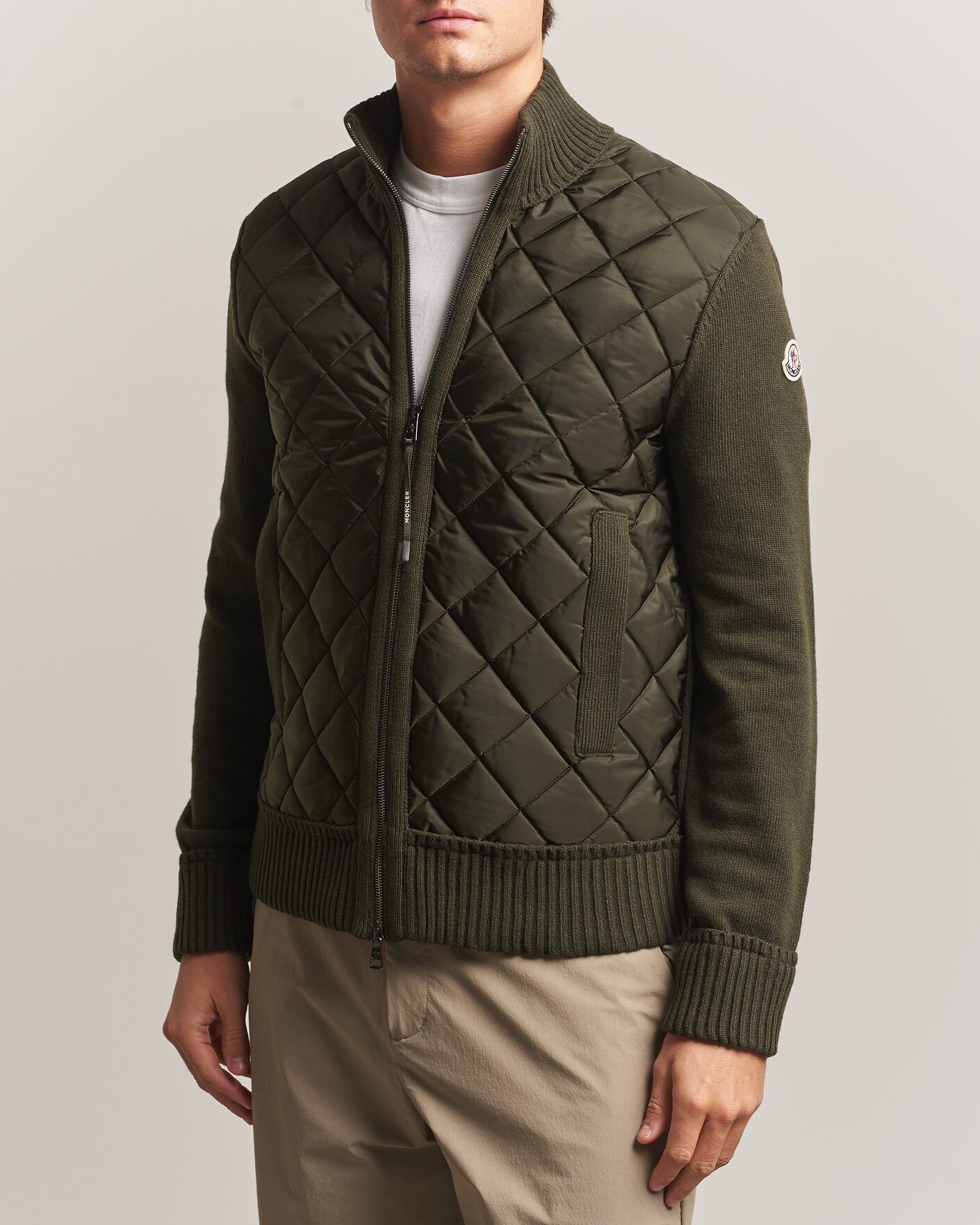 Men | Coats & Jackets | Moncler | Quilted Hybrid Jacket Dark Green