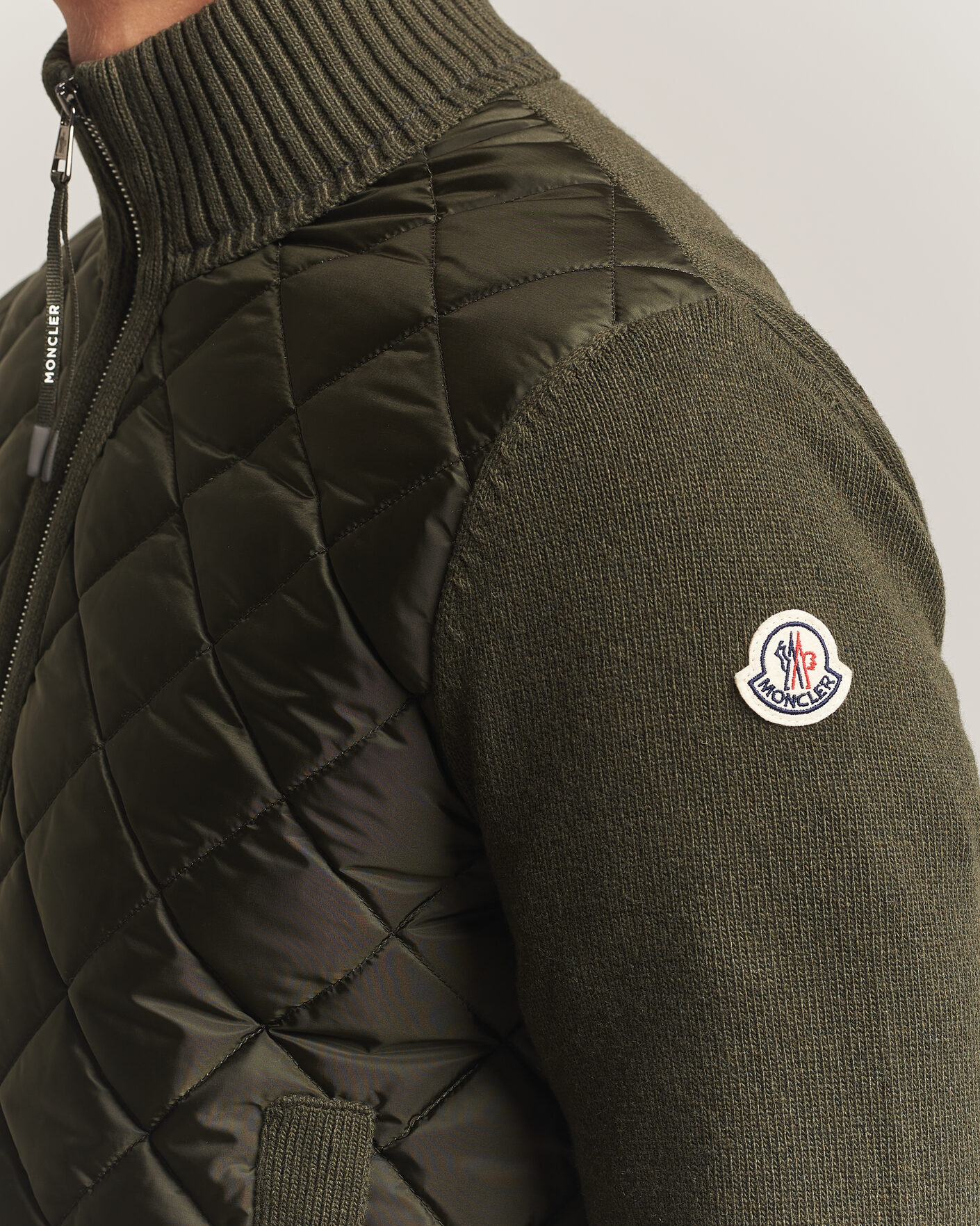 Men | Coats & Jackets | Moncler | Quilted Hybrid Jacket Dark Green