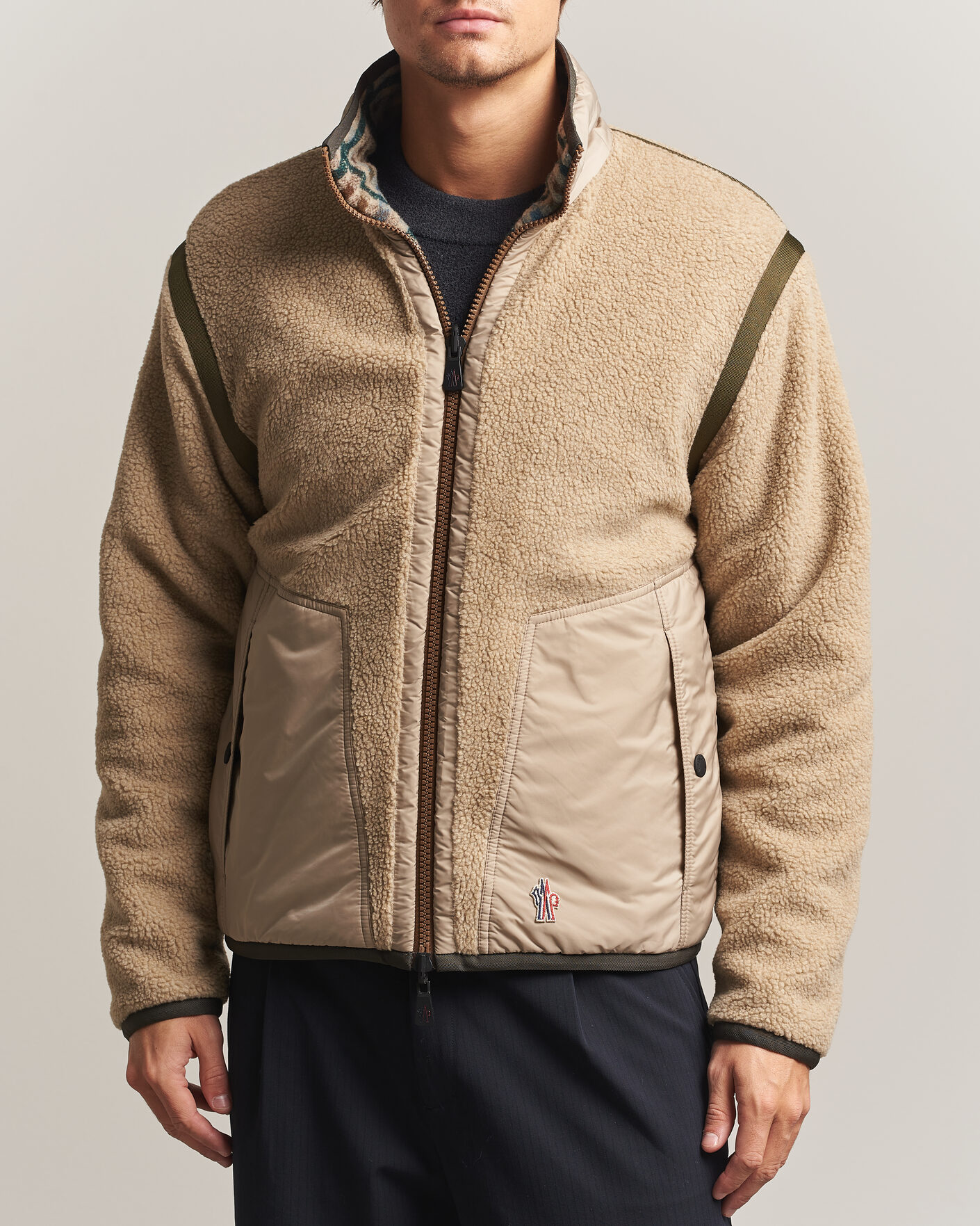 Men | Sweaters & Knitwear | Moncler Grenoble | Sherpa Zip Cardigan Beige/Green