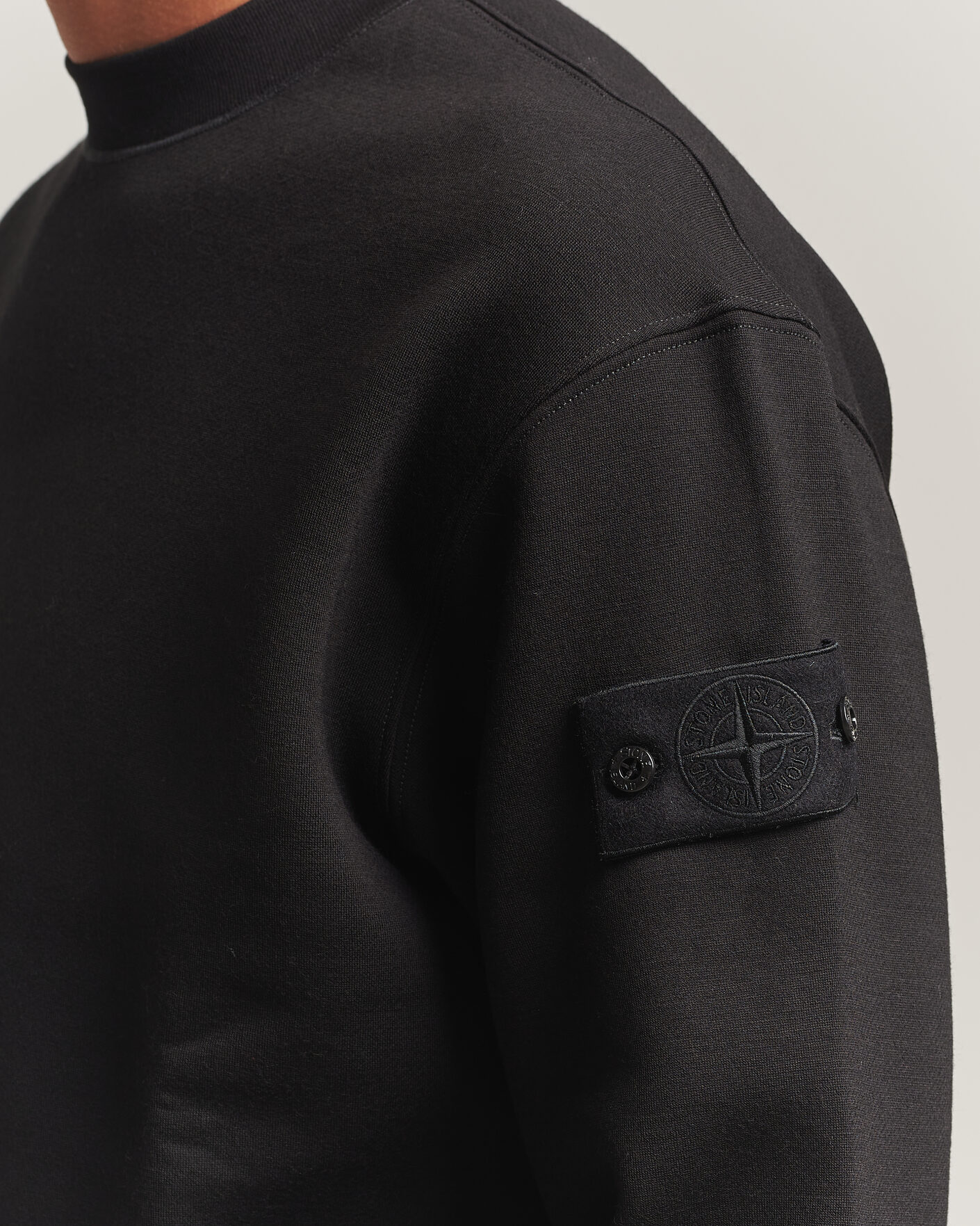 Men | Sweaters & Knitwear | Stone Island | Ghost Cotton/Wool Fleece Sweatshirt Black