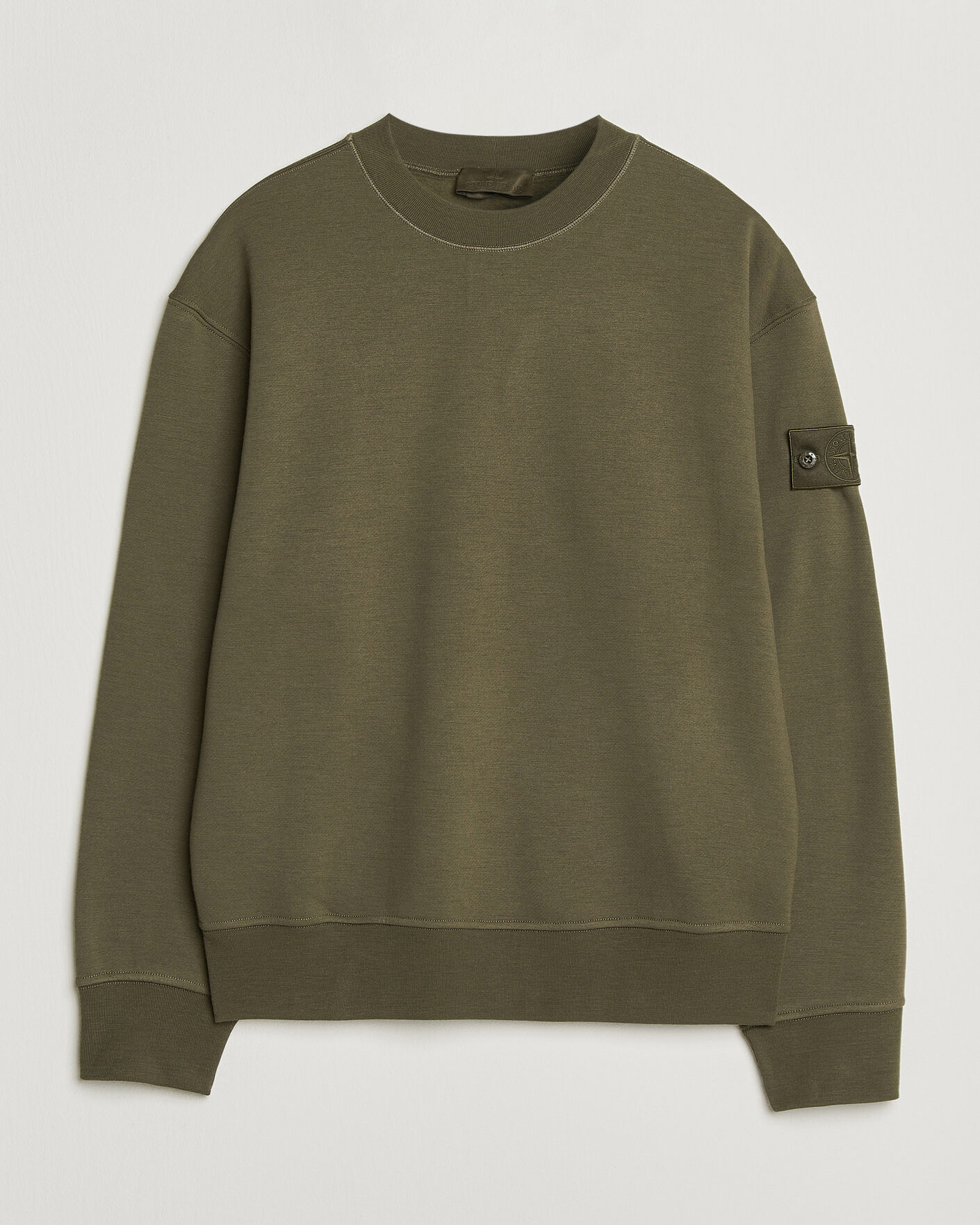 Men | Sweaters & Knitwear | Stone Island | Ghost Cotton/Wool Fleece Sweatshirt Miltary Green