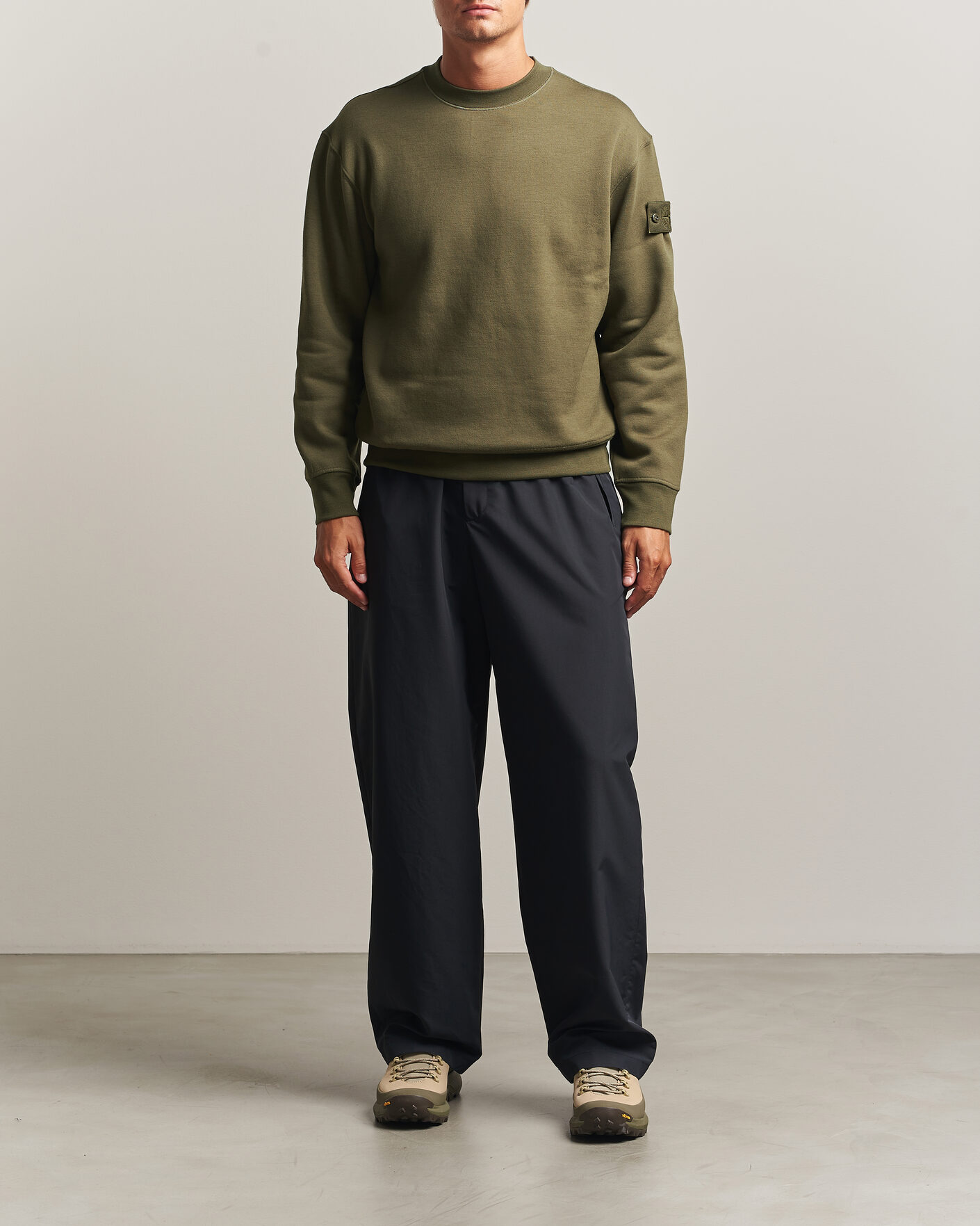 Men | Sweaters & Knitwear | Stone Island | Ghost Cotton/Wool Fleece Sweatshirt Miltary Green