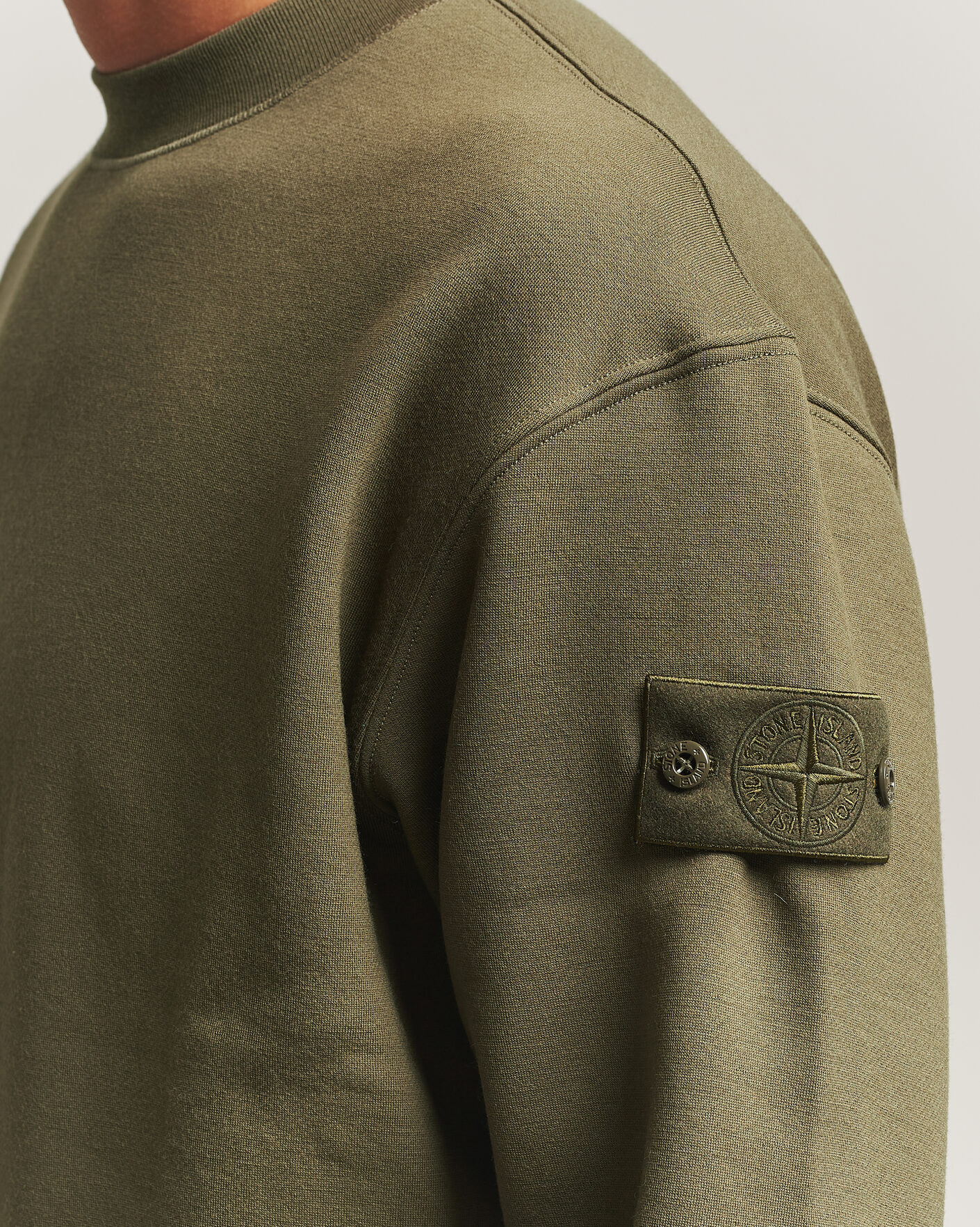 Men | Sweaters & Knitwear | Stone Island | Ghost Cotton/Wool Fleece Sweatshirt Miltary Green