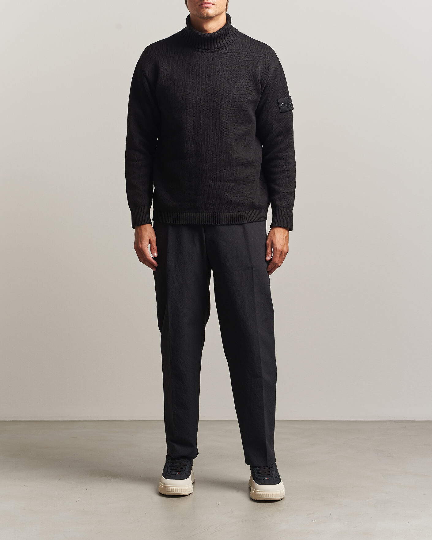 Men | Sweaters & Knitwear | Stone Island | Ghost Plush Stitch Winter Cotton Rollneck Black