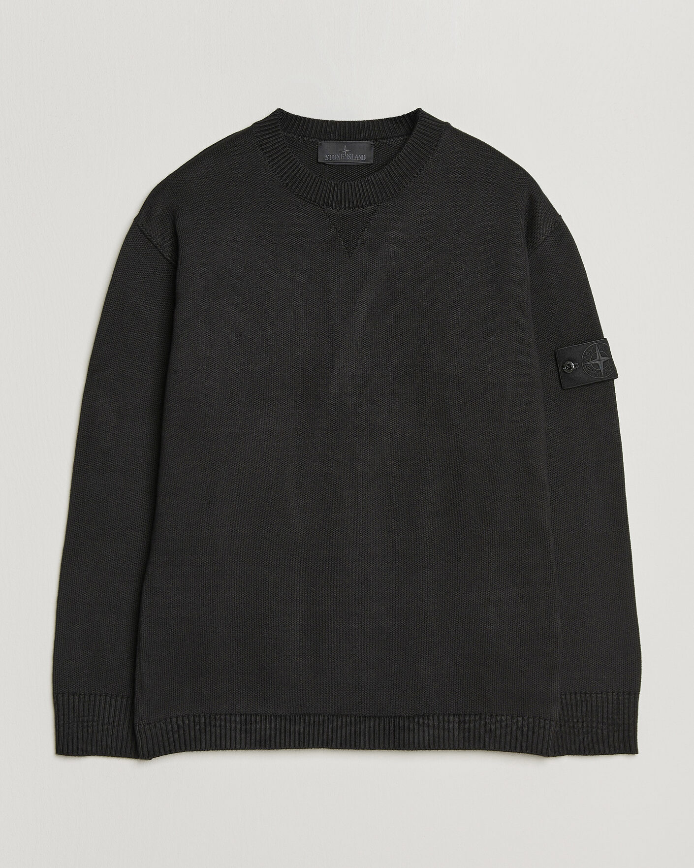 Men | Sweaters & Knitwear | Stone Island | Ghost Plush Stitch Winter Cotton Sweat Black