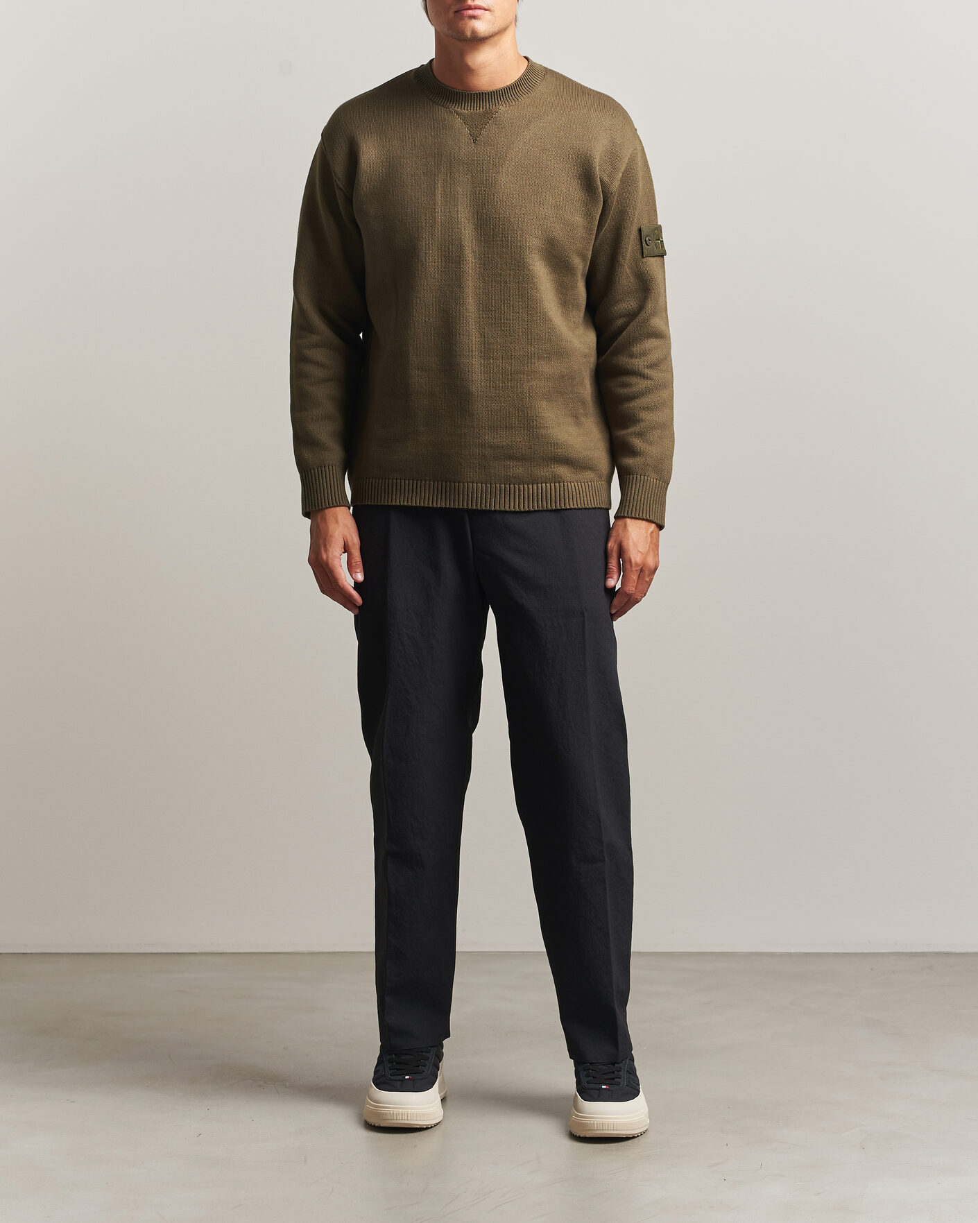 Men | Sweaters & Knitwear | Stone Island | Ghost Plush Stitch Winter Cotton Sweat Miltary Green