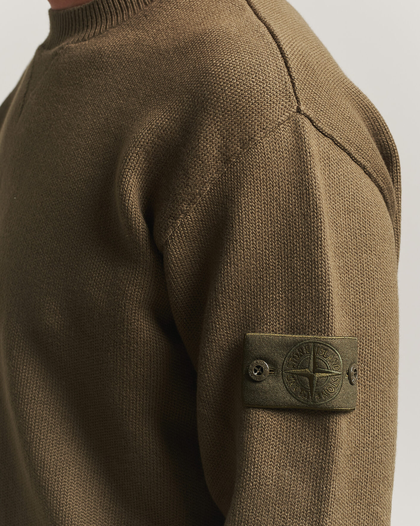 Men | Sweaters & Knitwear | Stone Island | Ghost Plush Stitch Winter Cotton Sweat Miltary Green