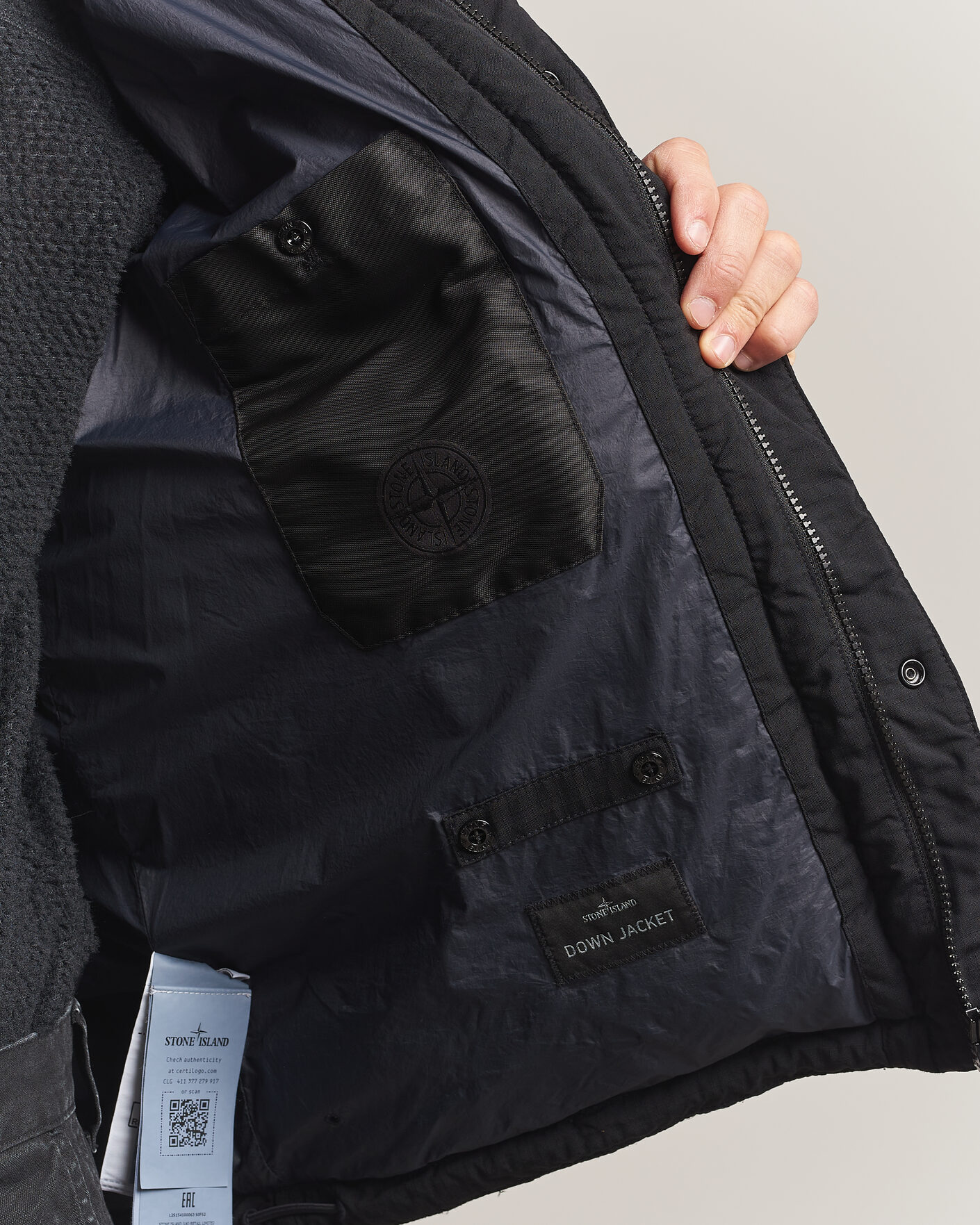 Men | Coats & Jackets | Stone Island | Ghost Wool Ripstop Down Jacket Black
