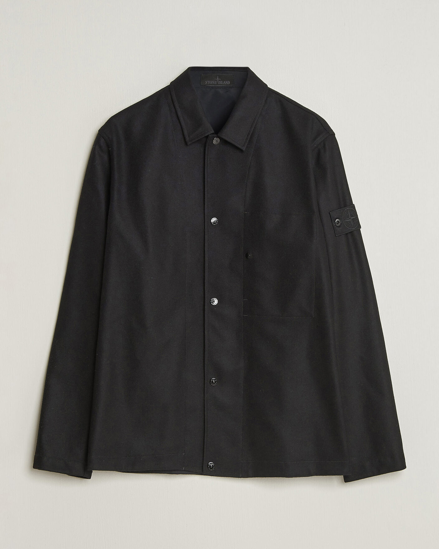 Men | Shirts | Stone Island | Ghost Wool/Nylon Flannel Overshirt Black