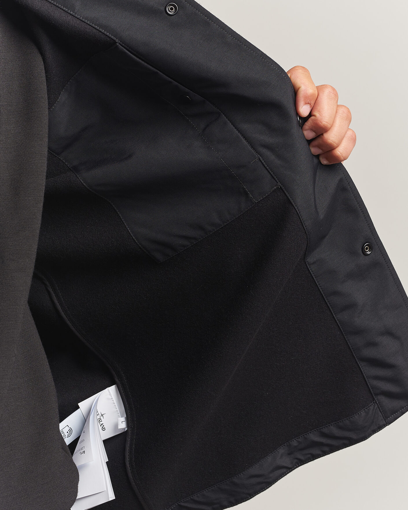 Men | Shirts | Stone Island | Ghost Wool/Nylon Flannel Overshirt Black
