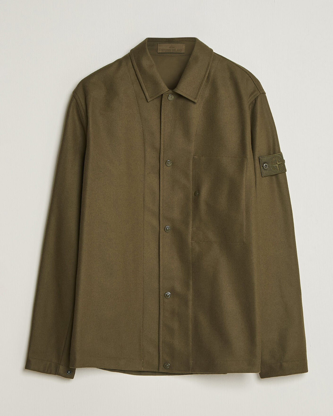 Men | Shirts | Stone Island | Ghost Wool/Nylon Flannel Overshirt Miltary Green