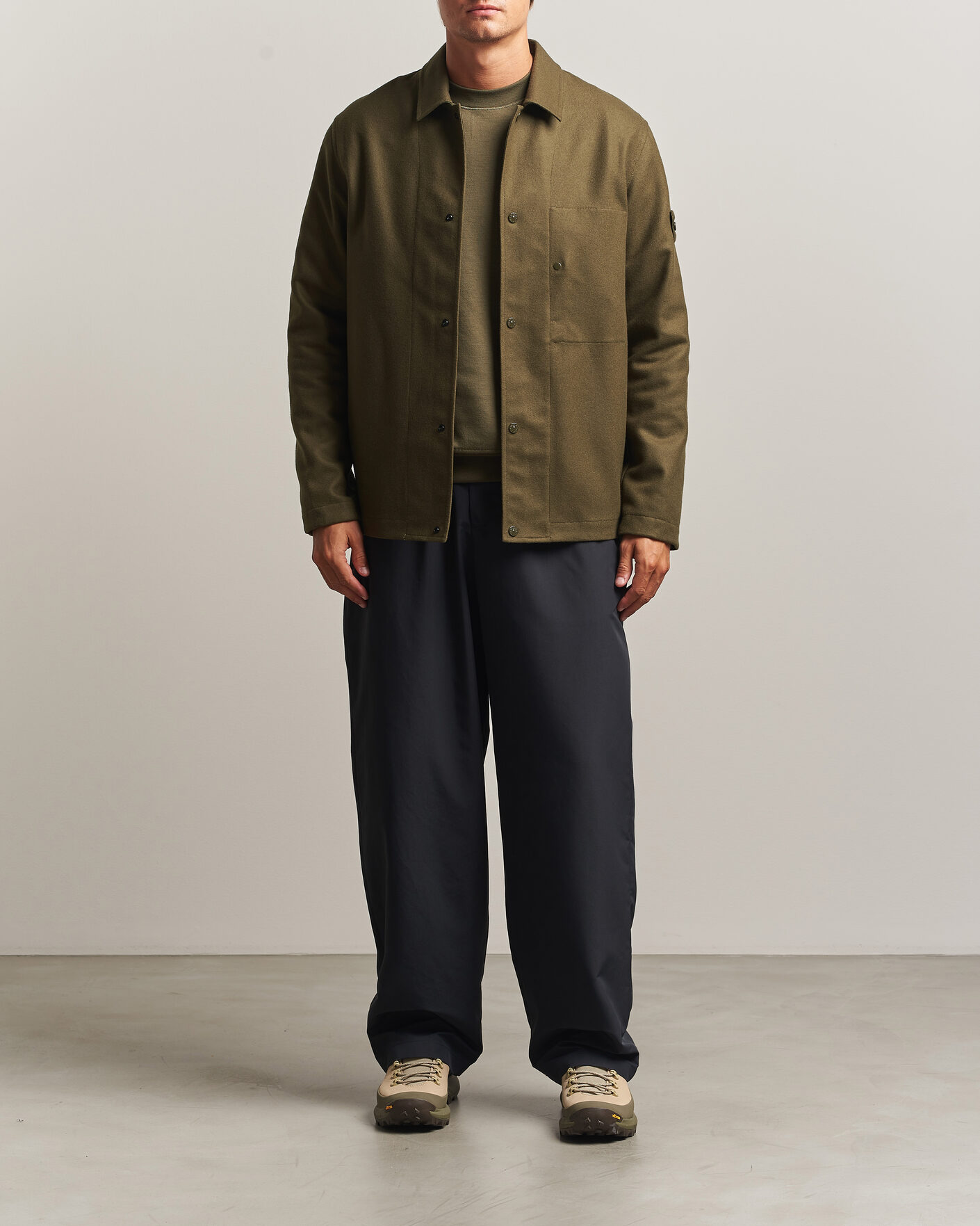 Men | Shirts | Stone Island | Ghost Wool/Nylon Flannel Overshirt Miltary Green