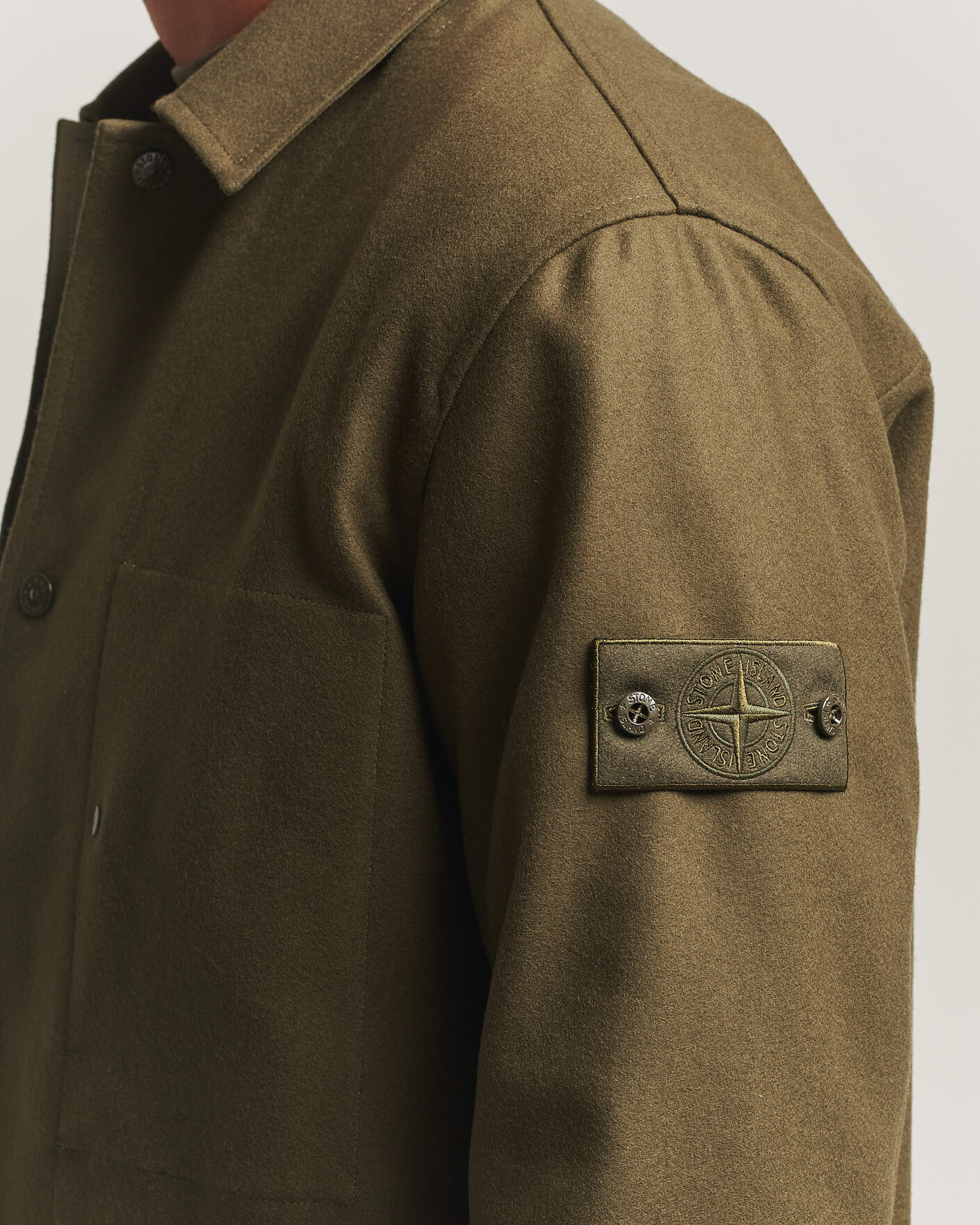 Men | Shirts | Stone Island | Ghost Wool/Nylon Flannel Overshirt Miltary Green
