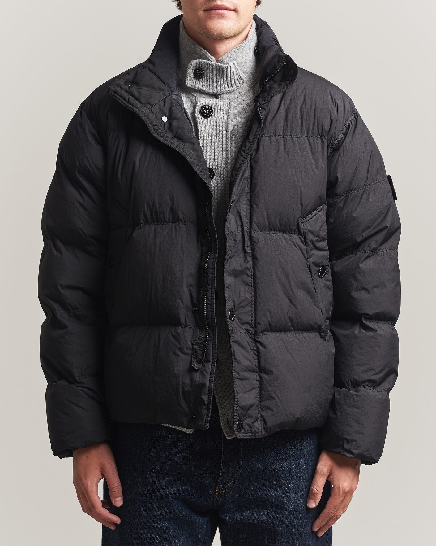 Men | Coats & Jackets | Stone Island | Crinkle Reps Padded Down Jacket Black