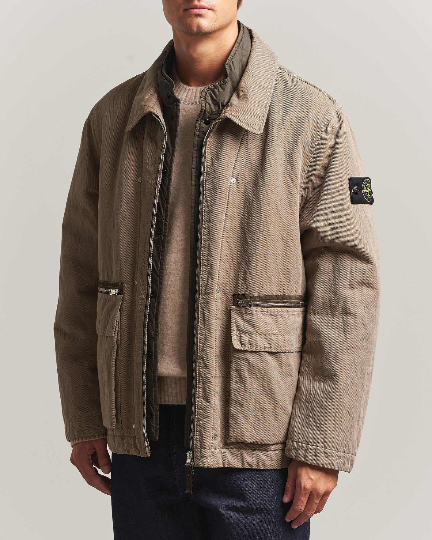 Men | Coats & Jackets | Stone Island | Diagonal Cotton/Wool Field Jacket Biscuit