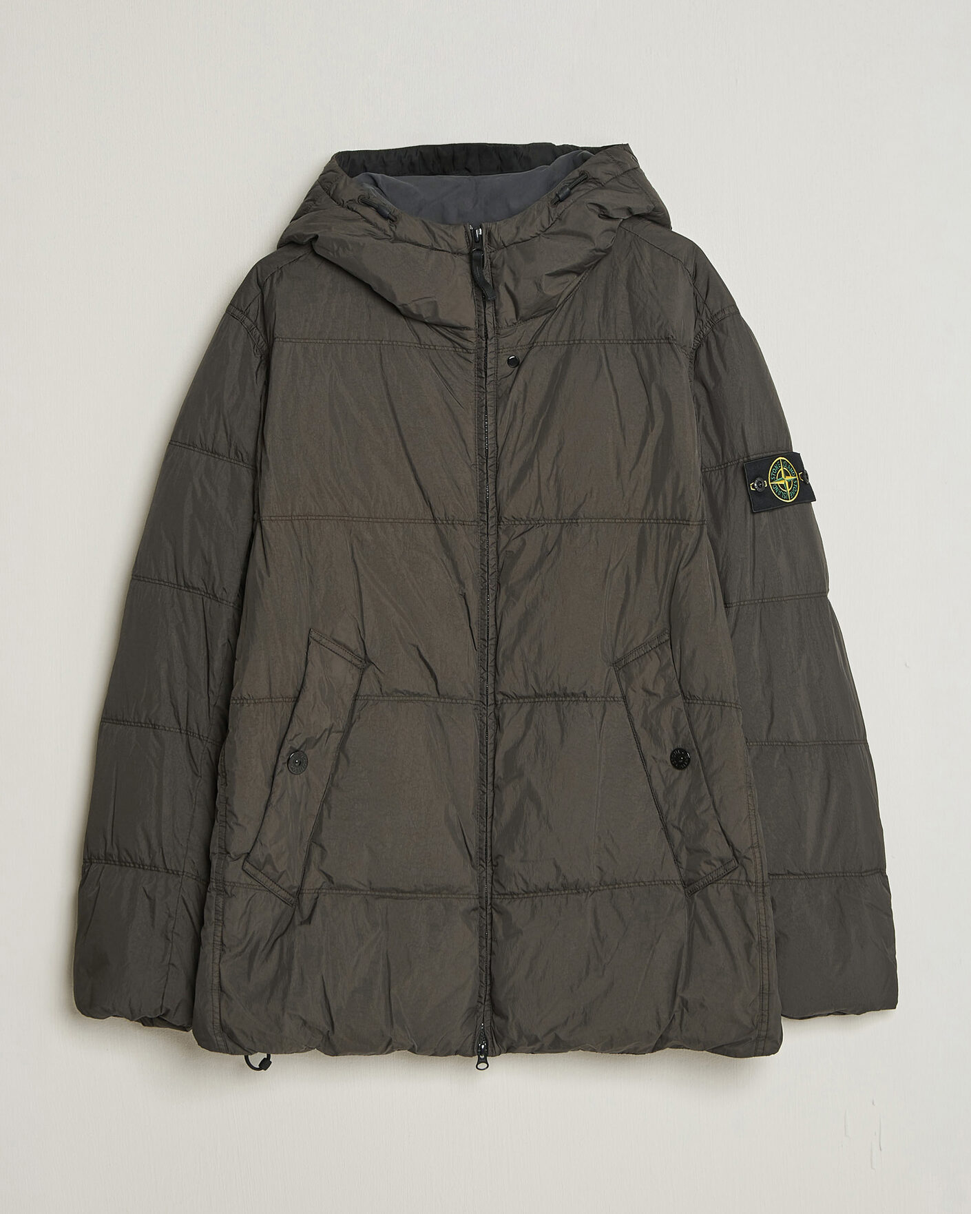 Men | Coats & Jackets | Stone Island | Crinkle Reps Padded Hood Down Jacket Grey