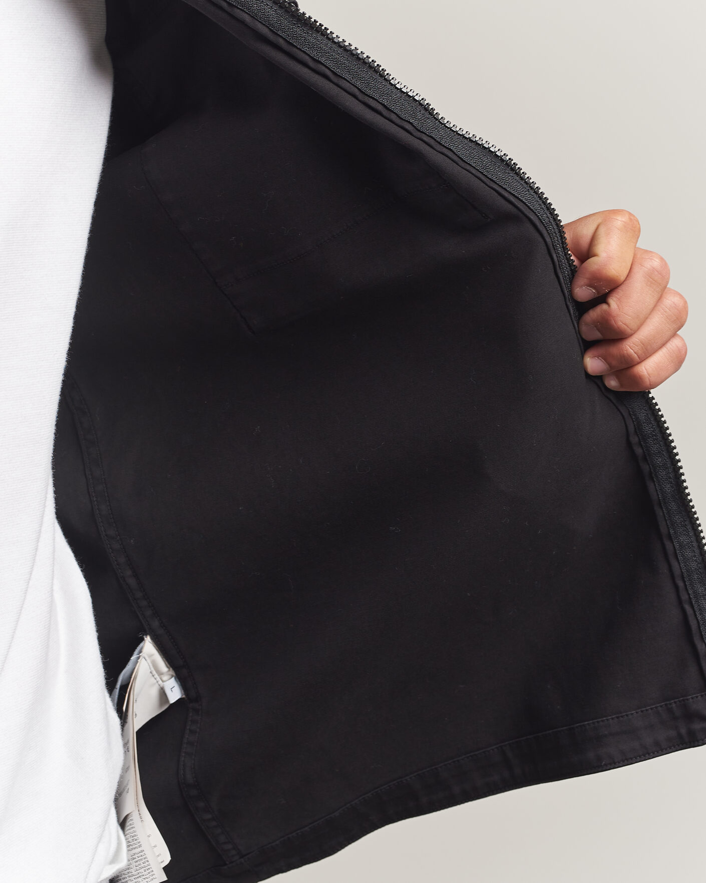 Men | Shirts | Stone Island | Organic Cotton Satin Stretch Zip Overshirt Black