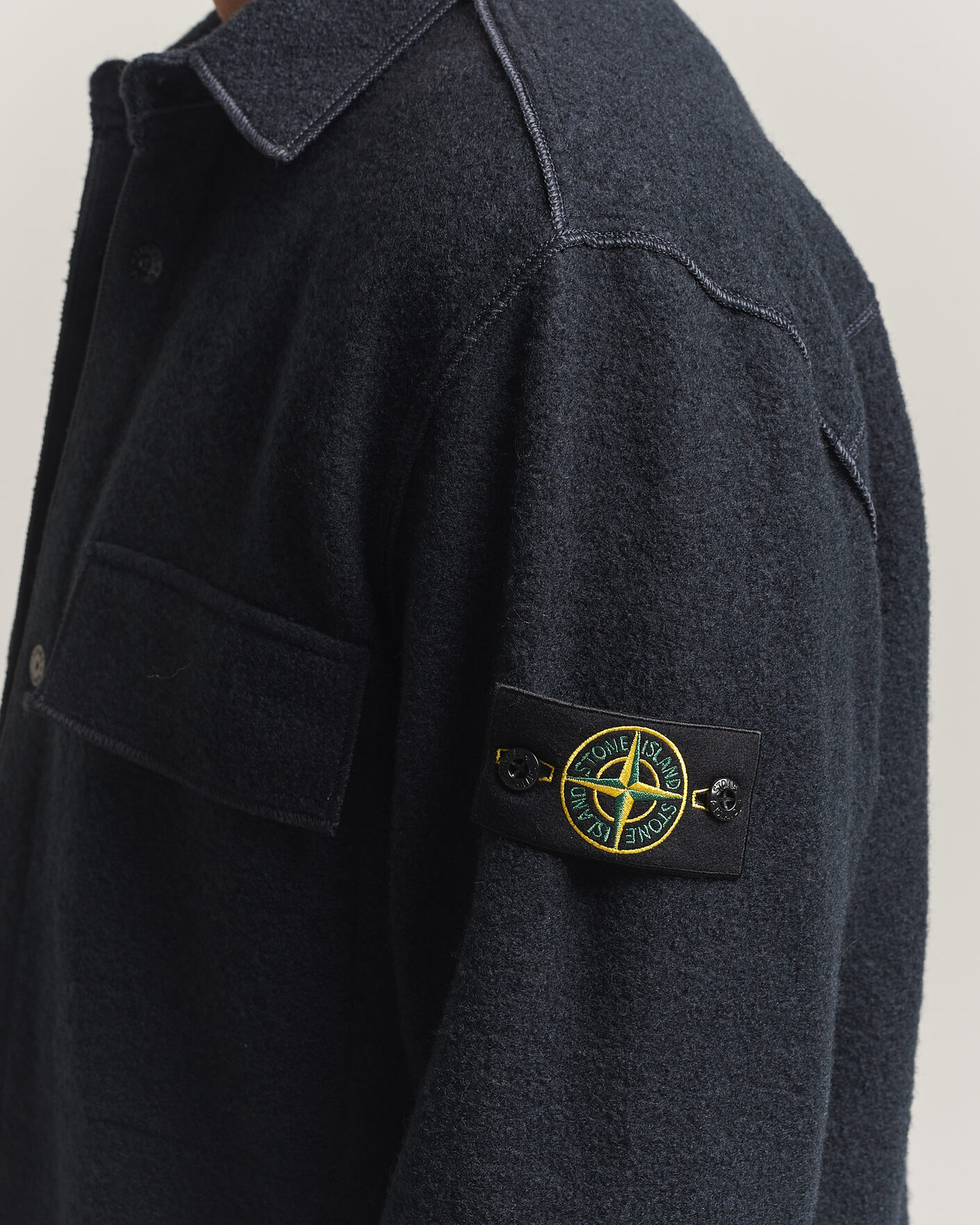 Men | Shirts | Stone Island | Micro Bouclé Overshirt Navy Blue