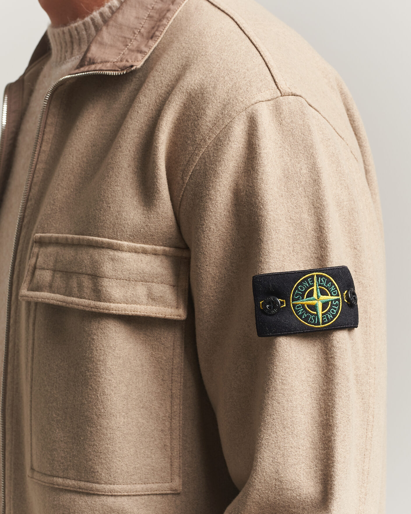 Men | Coats & Jackets | Stone Island | Wool/Nylon Flannel Jacket Biscuit