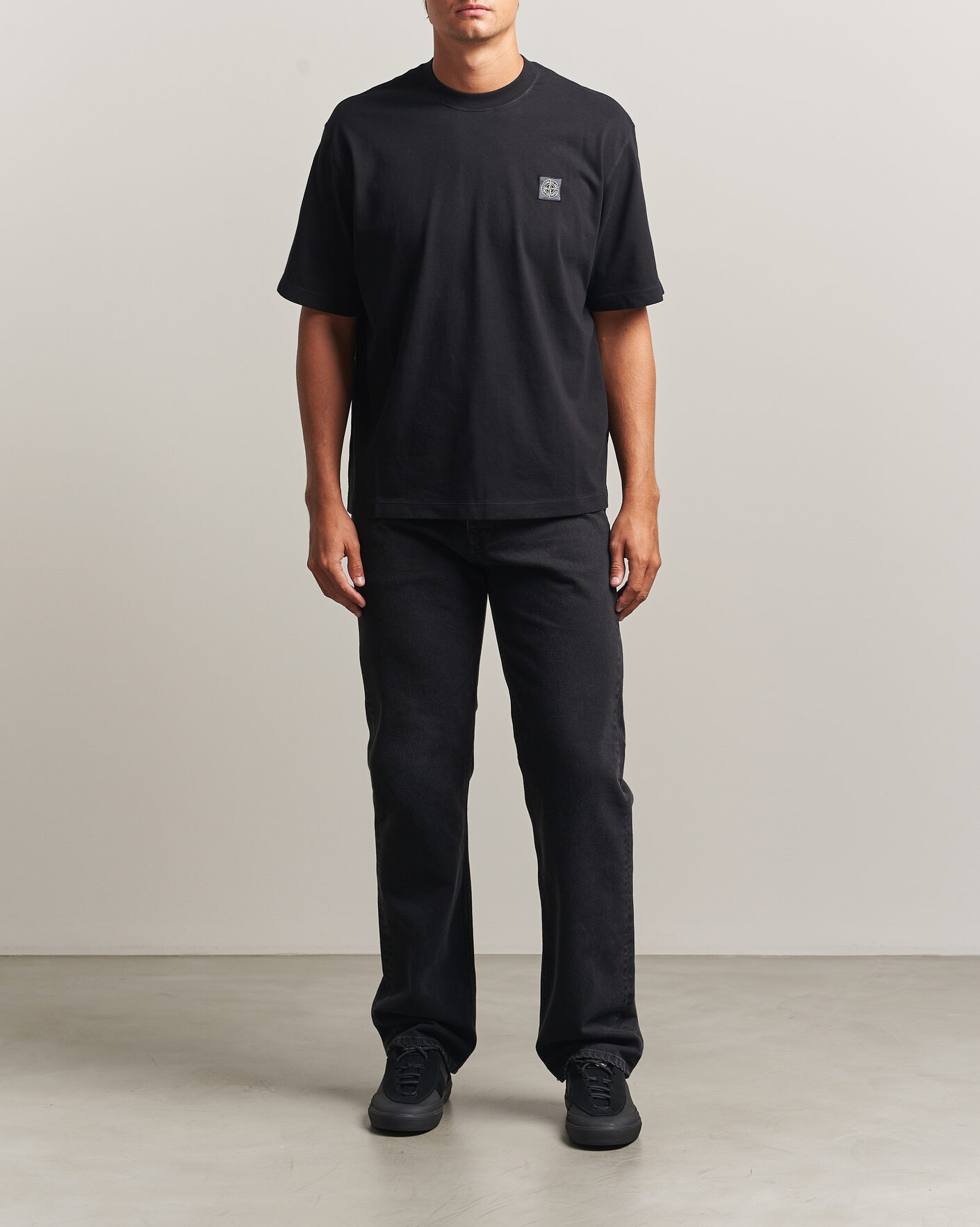 Men | T-Shirts | Stone Island | Combed Organic Cotton T-Shirt Black