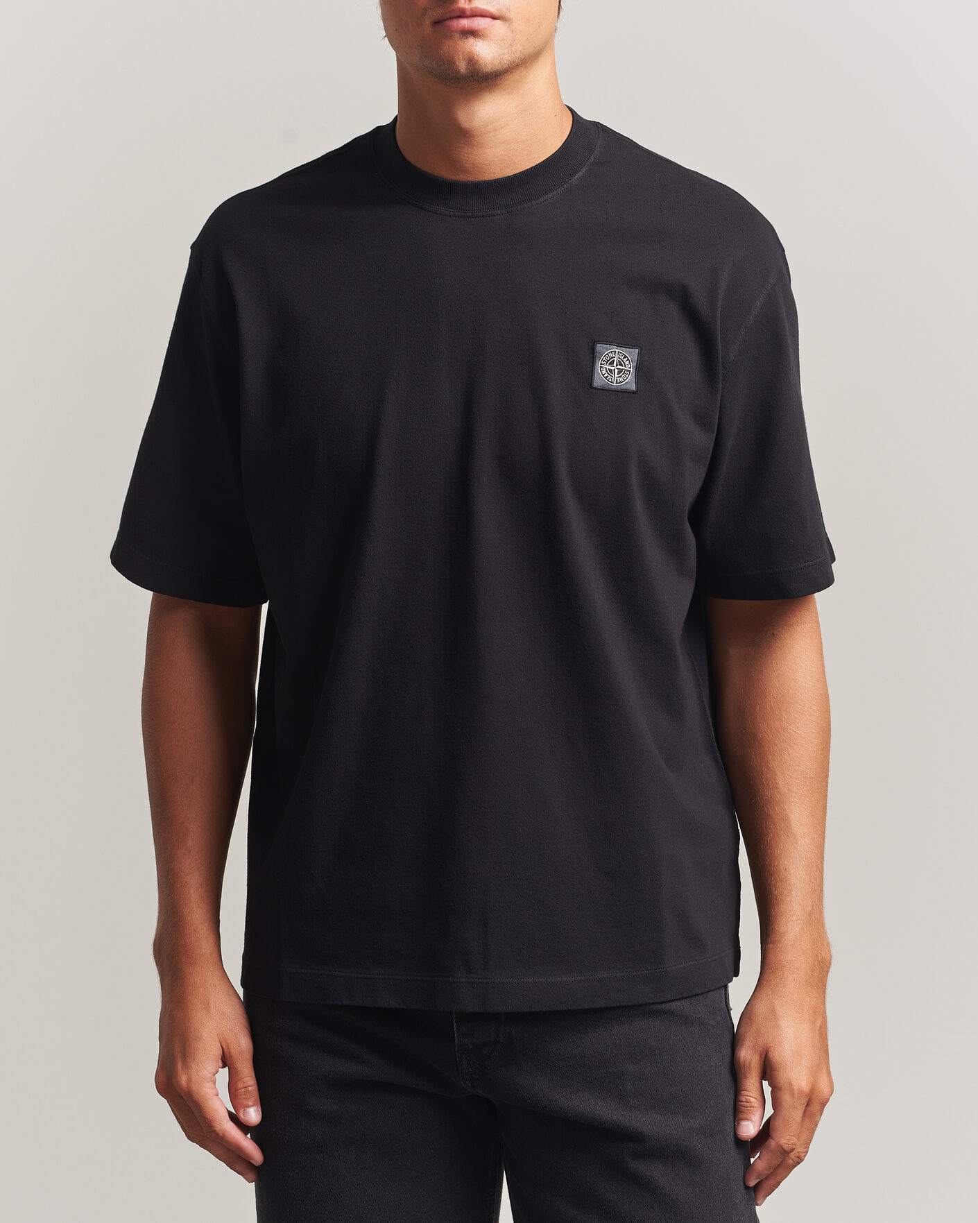 Men | T-Shirts | Stone Island | Combed Organic Cotton T-Shirt Black