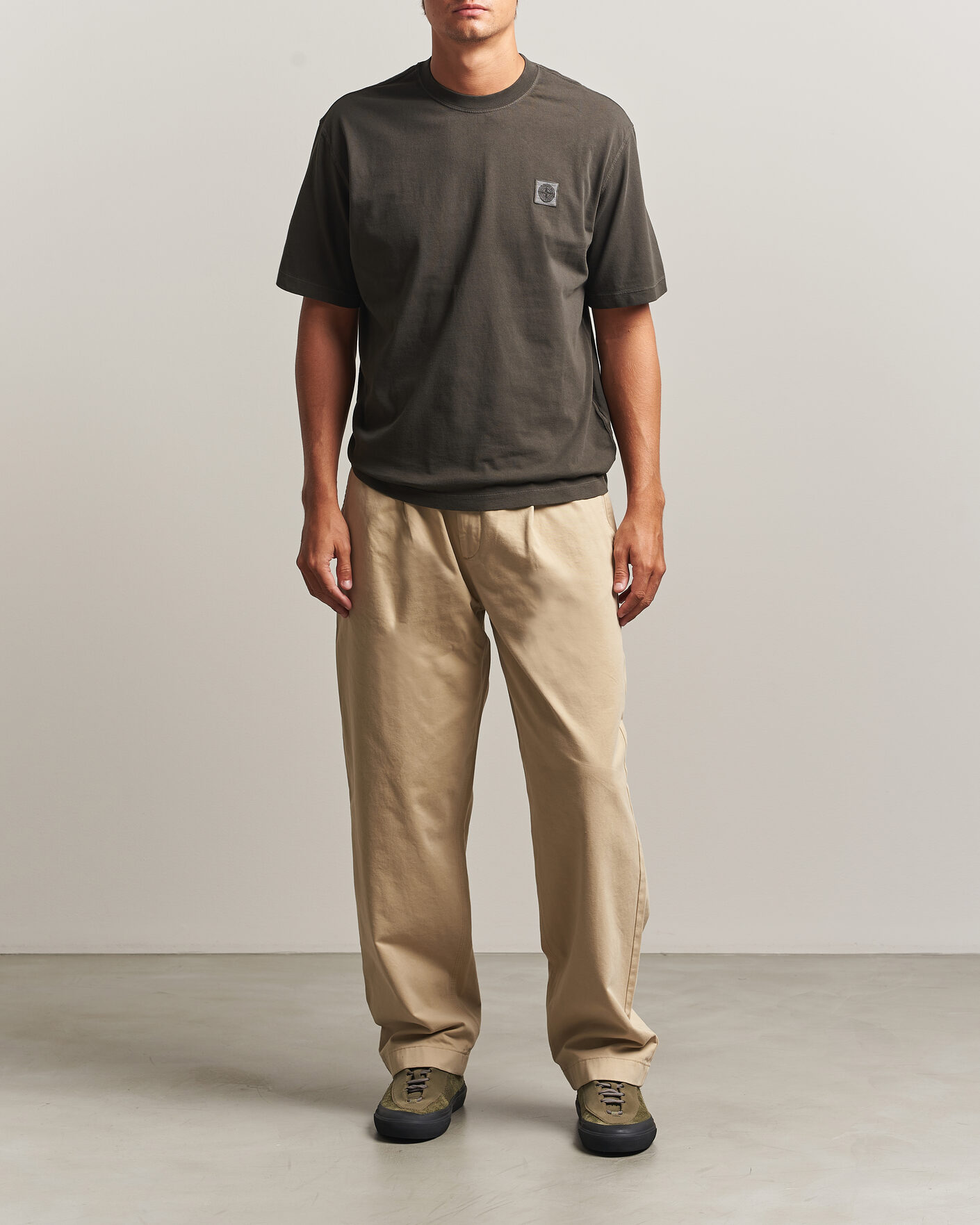 Men | T-Shirts | Stone Island | Combed Organic Cotton T-Shirt Coal Grey