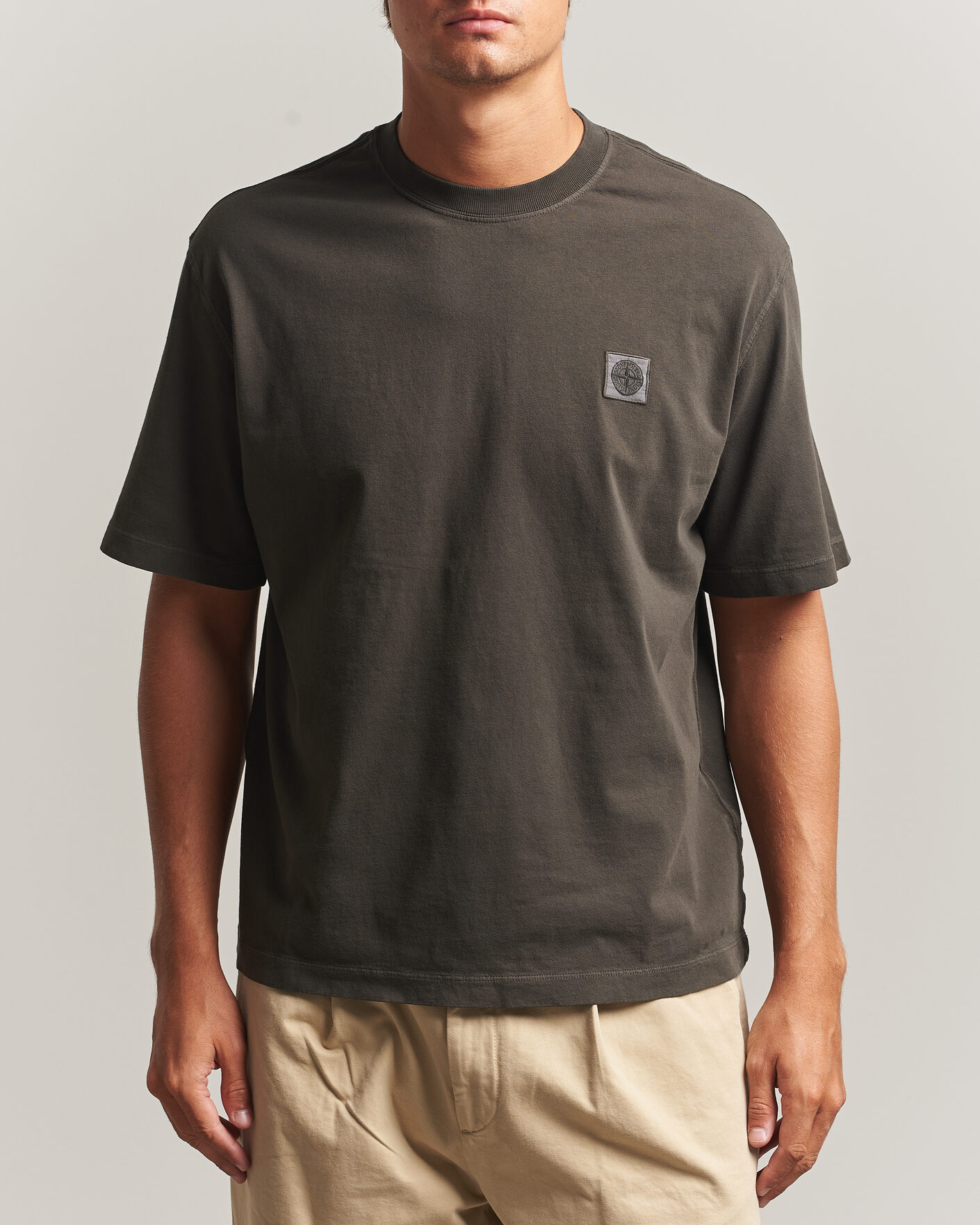 Men | T-Shirts | Stone Island | Combed Organic Cotton T-Shirt Coal Grey