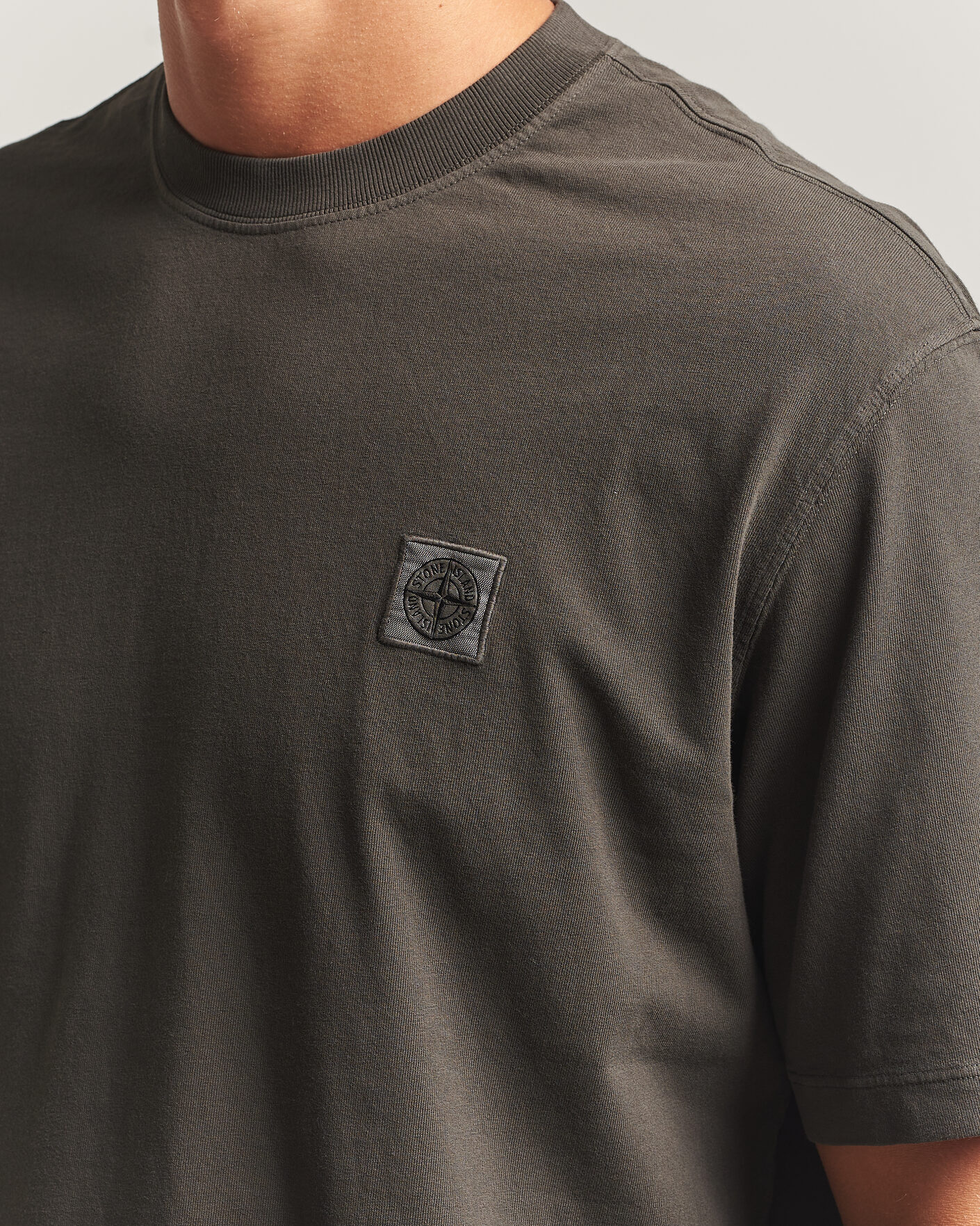 Men | T-Shirts | Stone Island | Combed Organic Cotton T-Shirt Coal Grey
