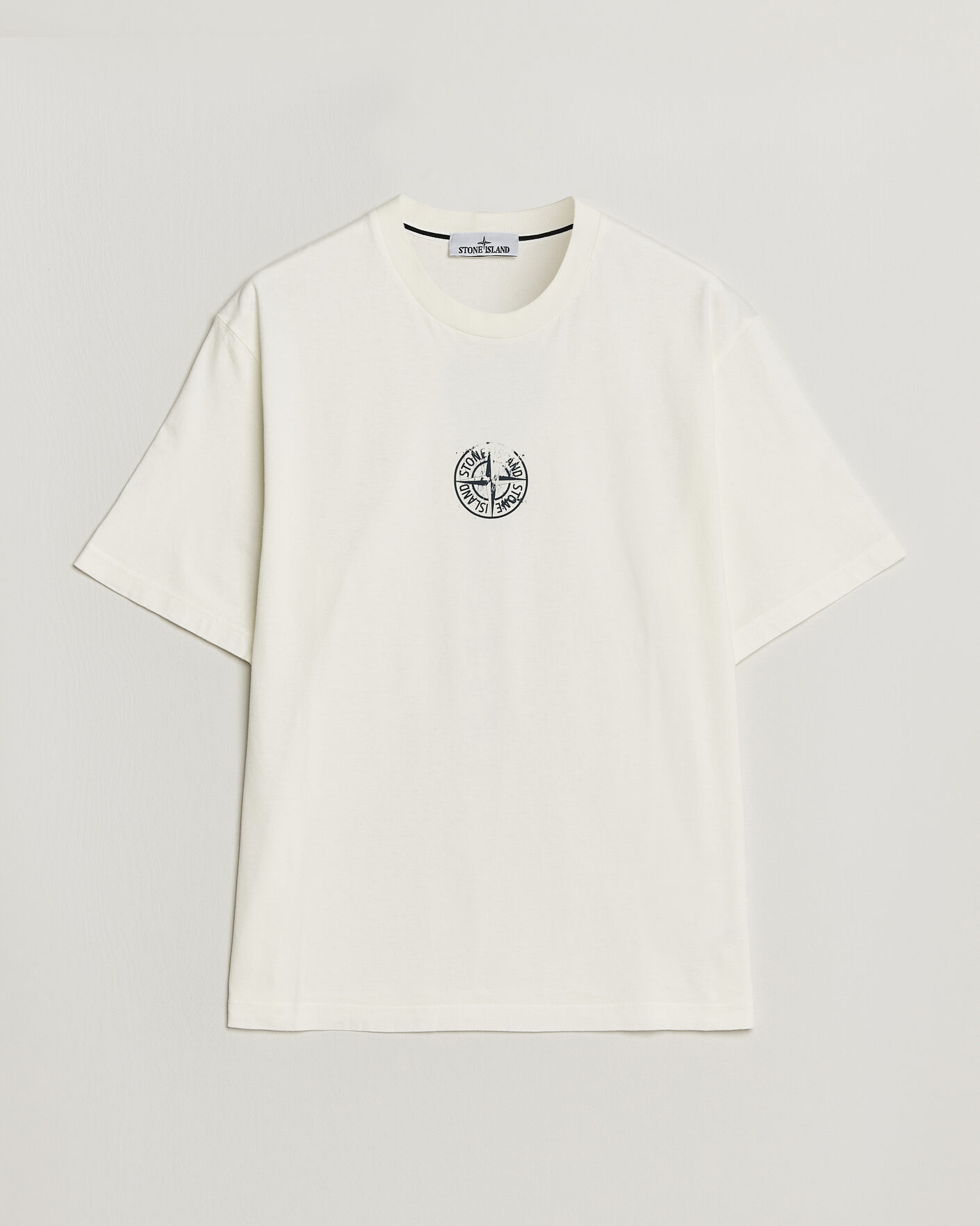 Men | T-Shirts | Stone Island | Vertical Placement Print Cotton T-Shirt Ivory