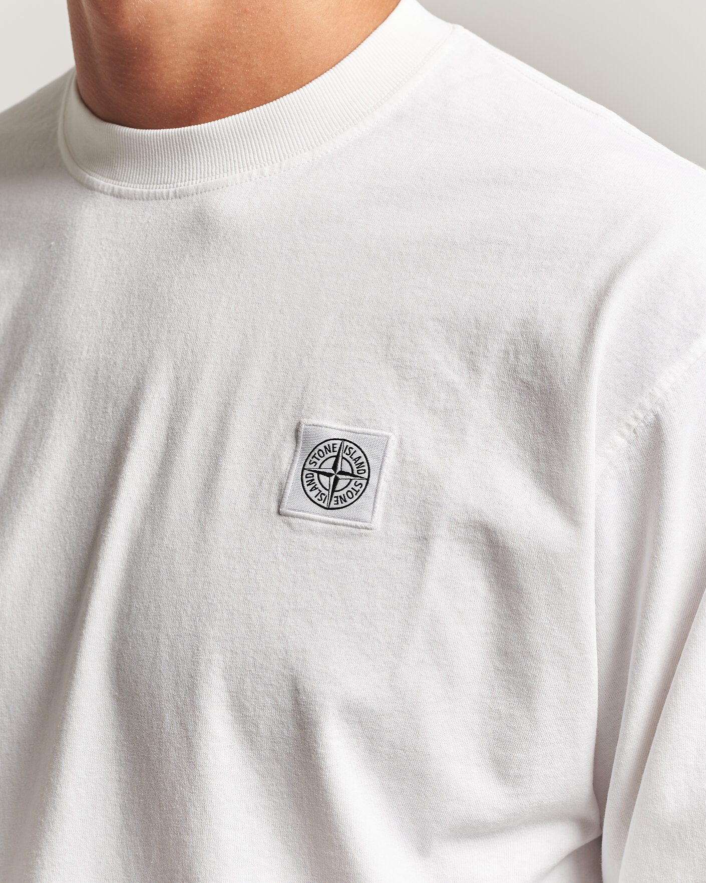 Men | T-Shirts | Stone Island | Organic Cotton Jersey Long Sleeve T-Shirt White