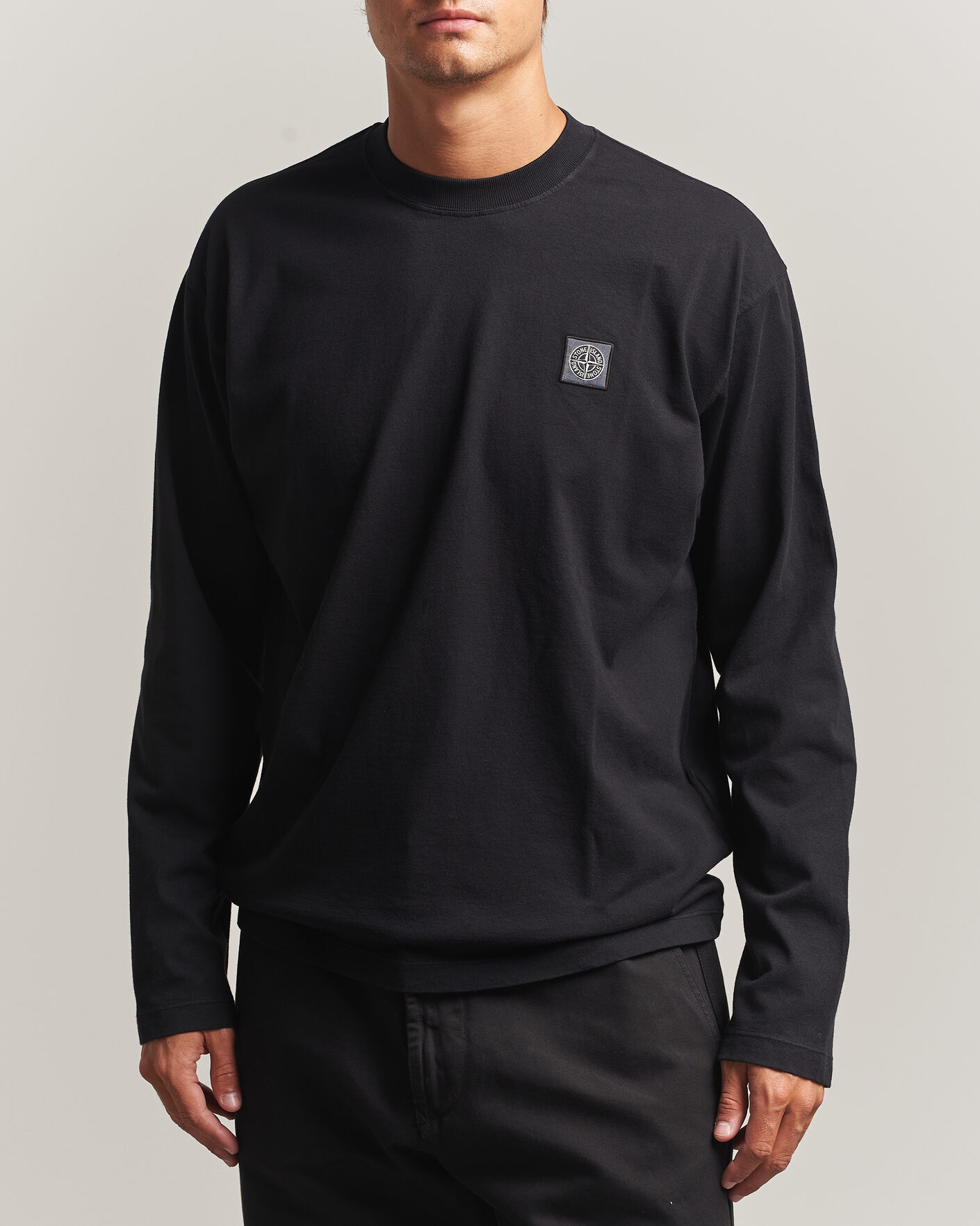 Men | T-Shirts | Stone Island | Organic Cotton Jersey Long Sleeve T-Shirt Black