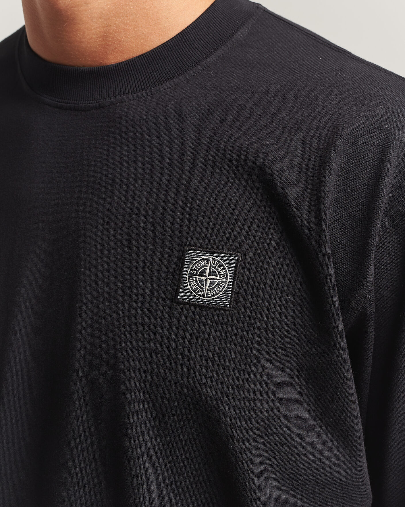 Men | T-Shirts | Stone Island | Organic Cotton Jersey Long Sleeve T-Shirt Black