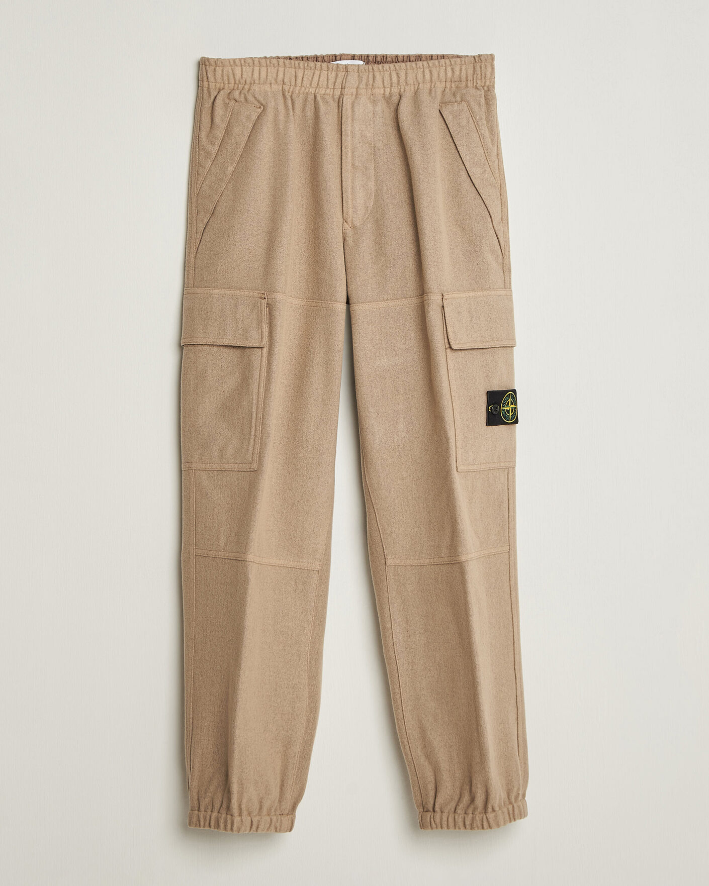 Men | Trousers | Stone Island | Wool/Nylon Flannel Cargo Trousers Biscuit