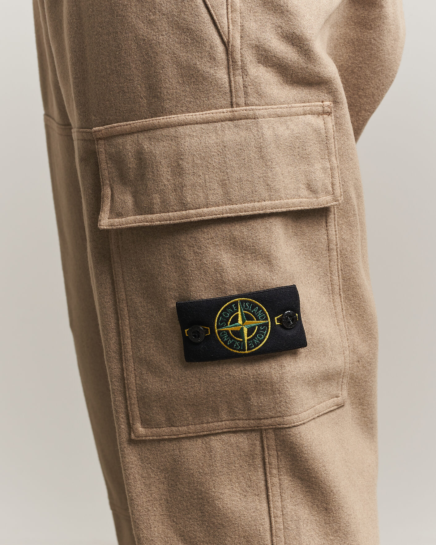 Men | Trousers | Stone Island | Wool/Nylon Flannel Cargo Trousers Biscuit