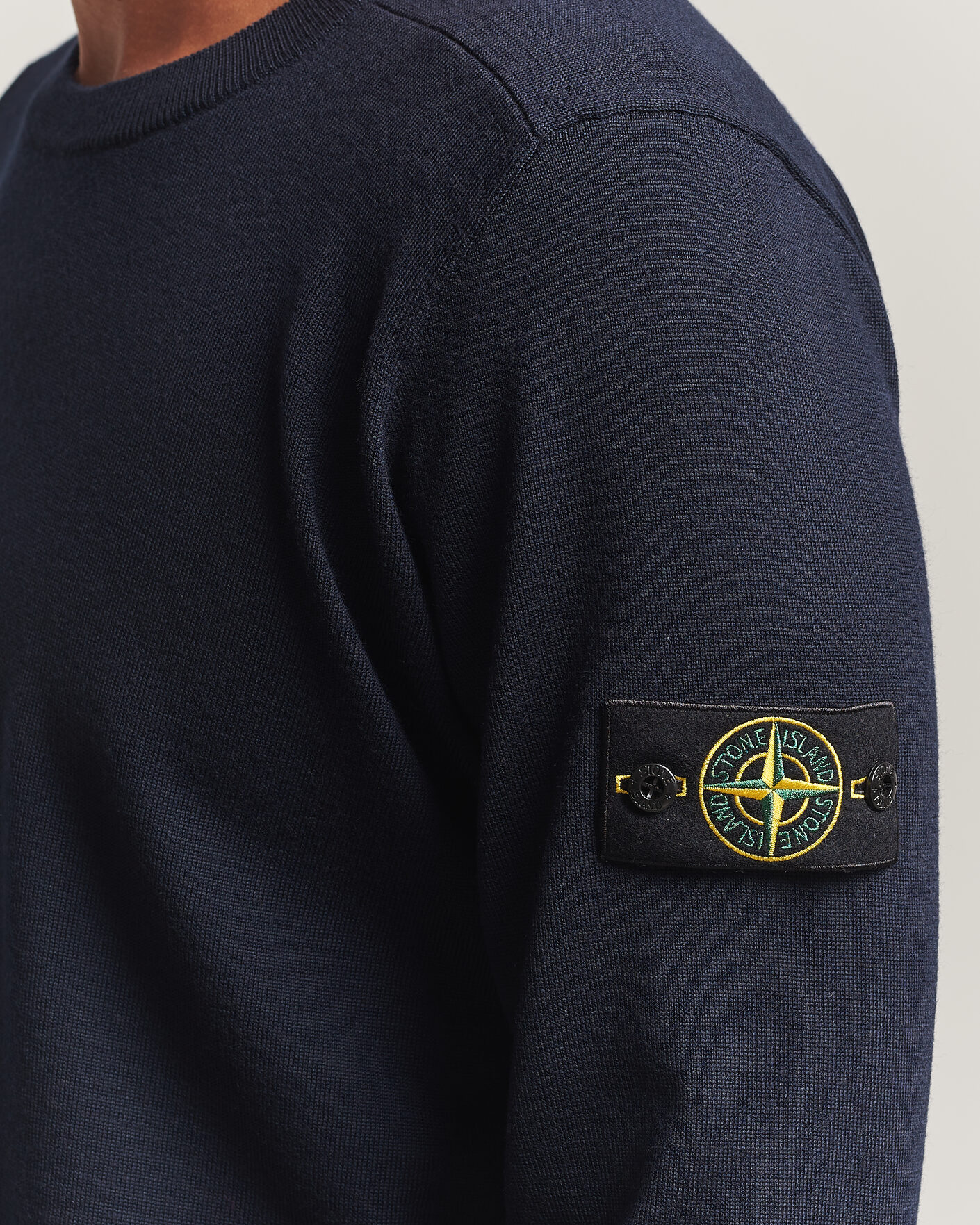 Men | Sweaters & Knitwear | Stone Island | Light Pure Wool Crew Neck Navy Blue